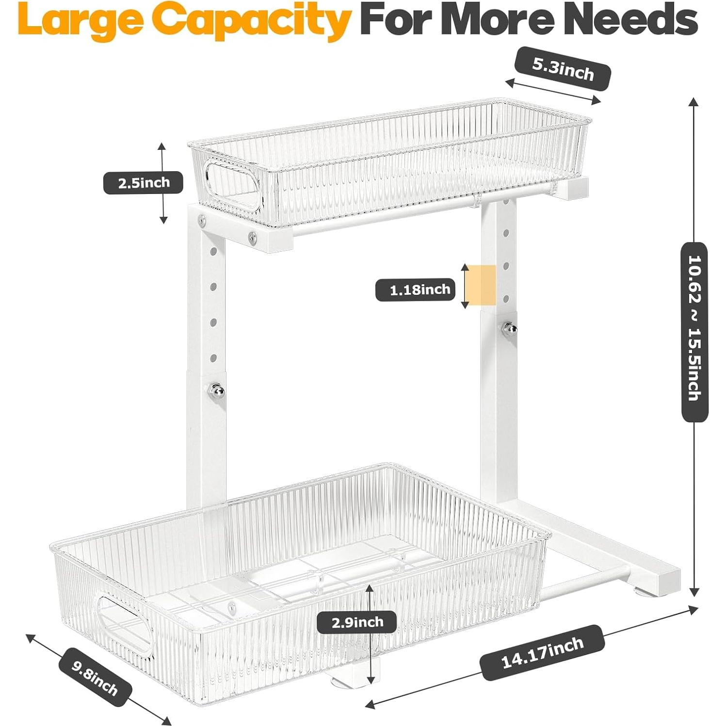 Organizador Bajo Fregadero Biboraya - Paquete de 2 Niveles Ajustable Blanco