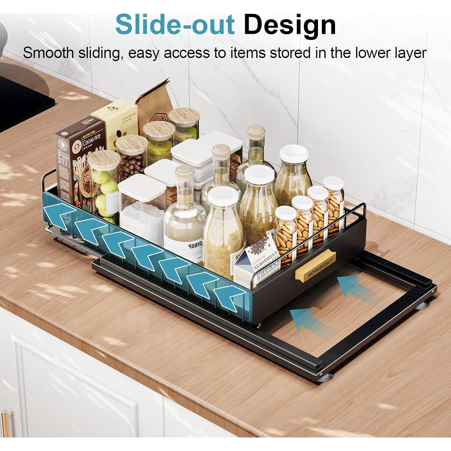 Organizador Bajo Fregadero HOMEBOSILY 2 Paquete Metal Negro