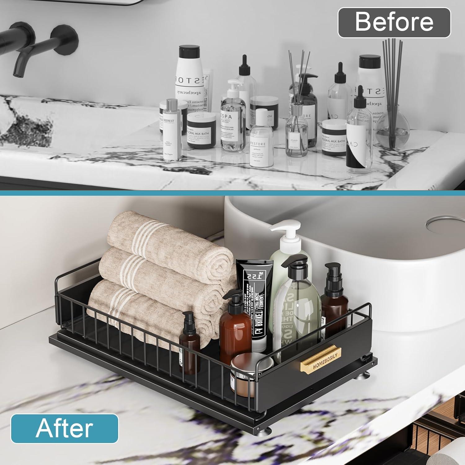 Organizador Bajo Fregadero HOMEBOSILY 2 Paquete Metal Negro