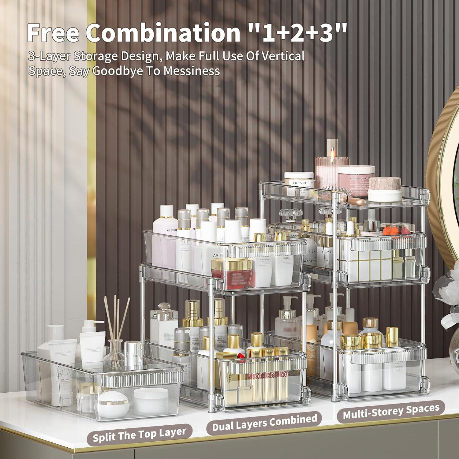 Organizadores de Baño WAKISA 2 Paquetes 3 Niveles Transparentes