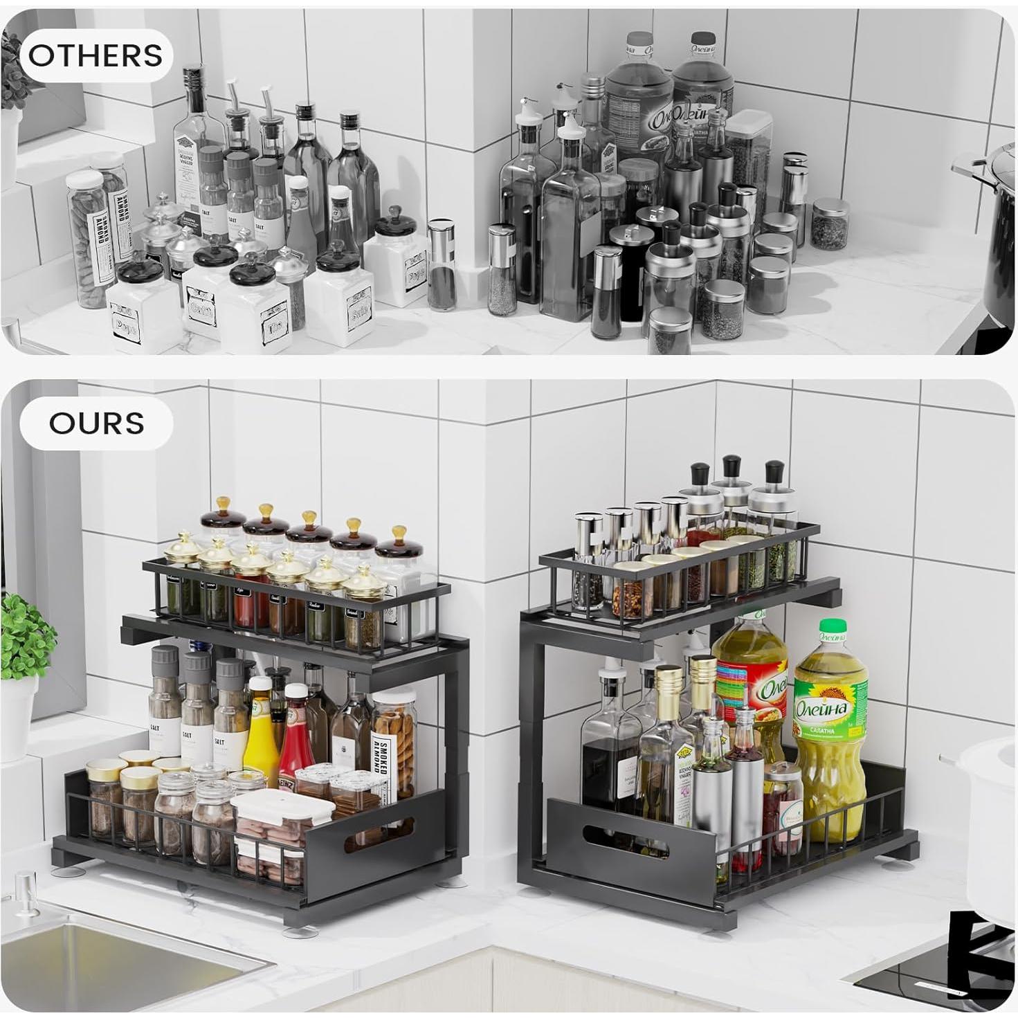 Organizador Bajo Fregadero Toyear 2 Niveles Ajustable Negro