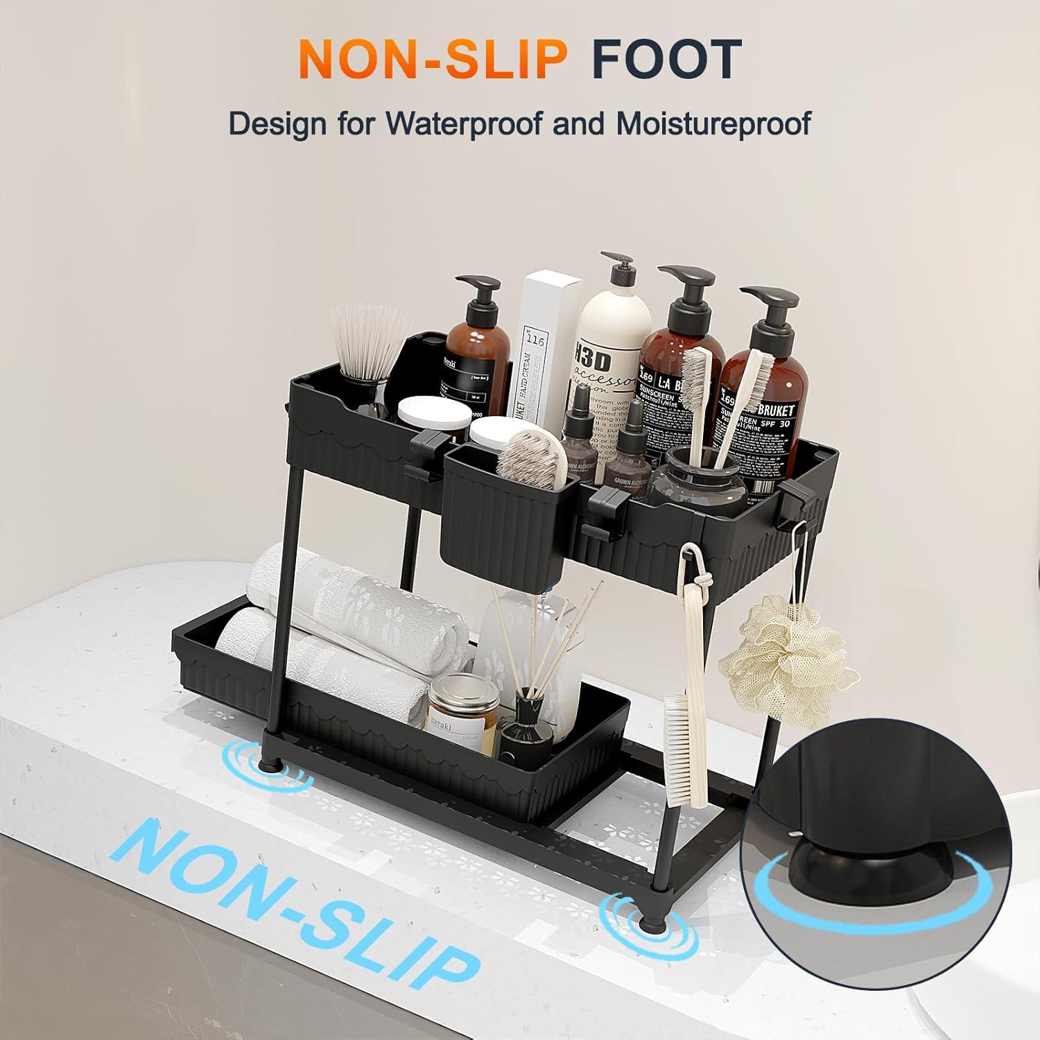 Organizadores Bajo Fregadero Sevenblue, Paquete de 4, Negro