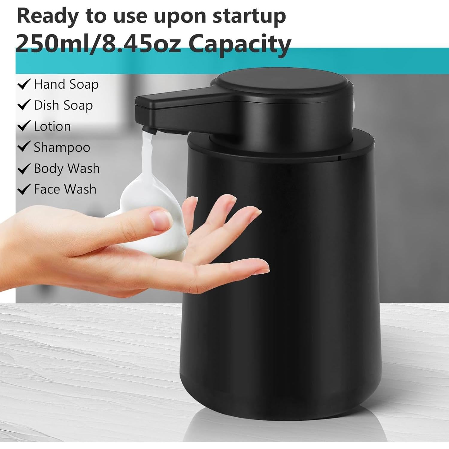 Dispensador Automático de Jabón Espumoso Phneems 266ml Negro