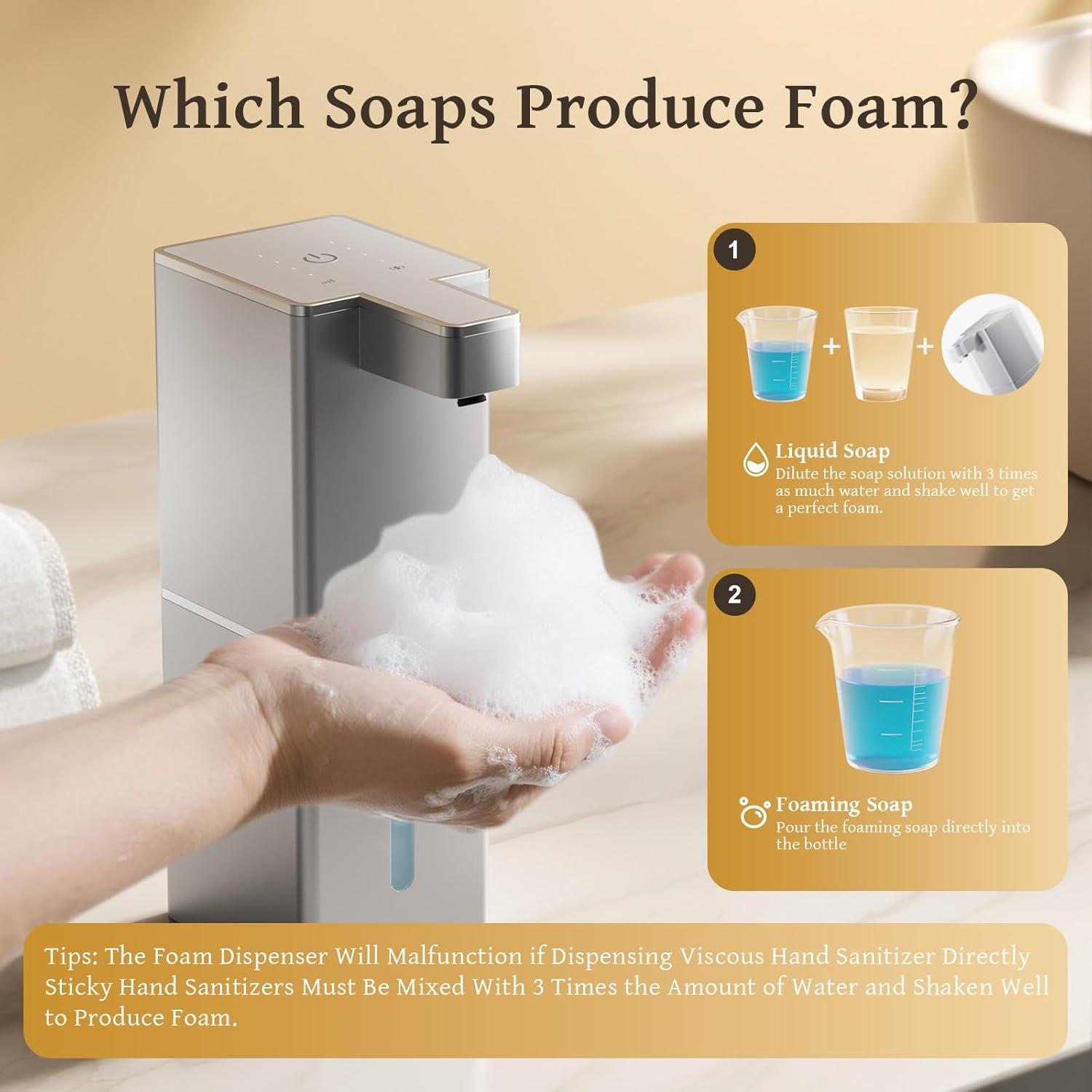 Dispensador Automático de Jabón Espumoso Vuswikoti P12 - Sin Contacto, 4 Niveles de Espuma, Batería Recargable 1200mAh