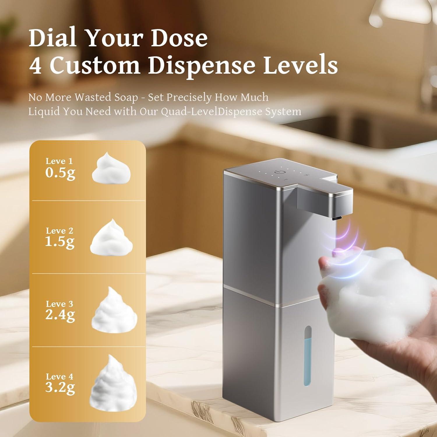 Dispensador Automático de Jabón Espumoso Vuswikoti P12 - Sin Contacto, 4 Niveles de Espuma, Batería Recargable 1200mAh