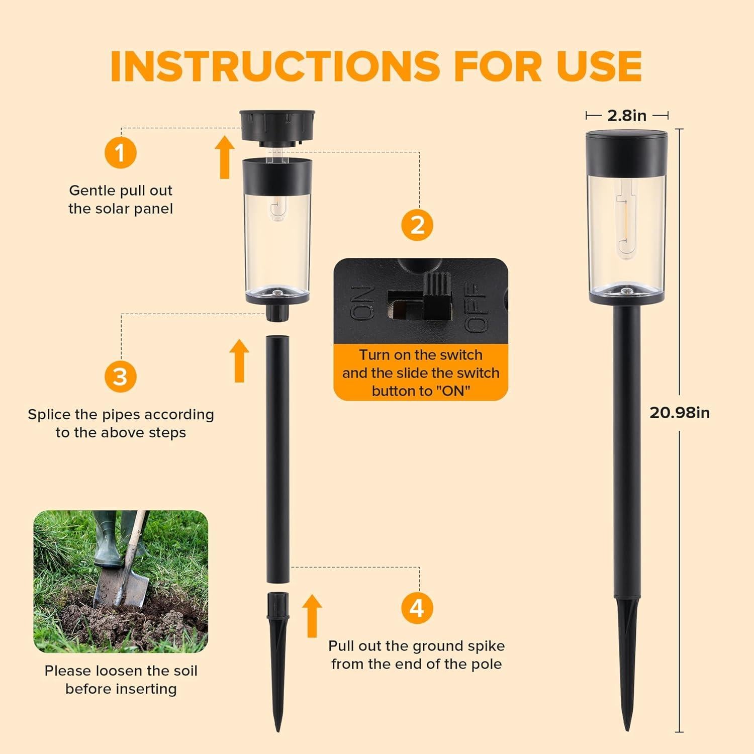 Luces Solares de Camino UME 10 Paquete LED 3000K IP65