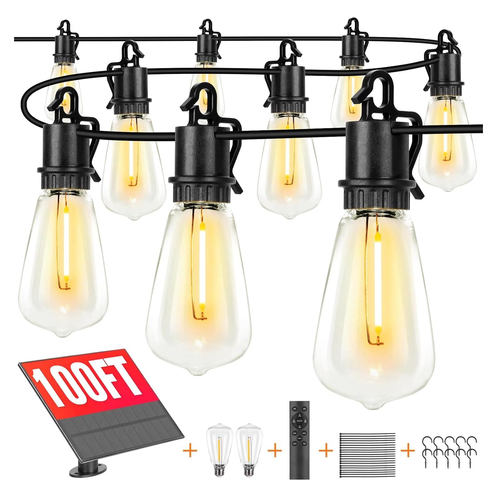 Luces Solares de Cadena OOLED 30.48m 32 Bombillas Impermeables