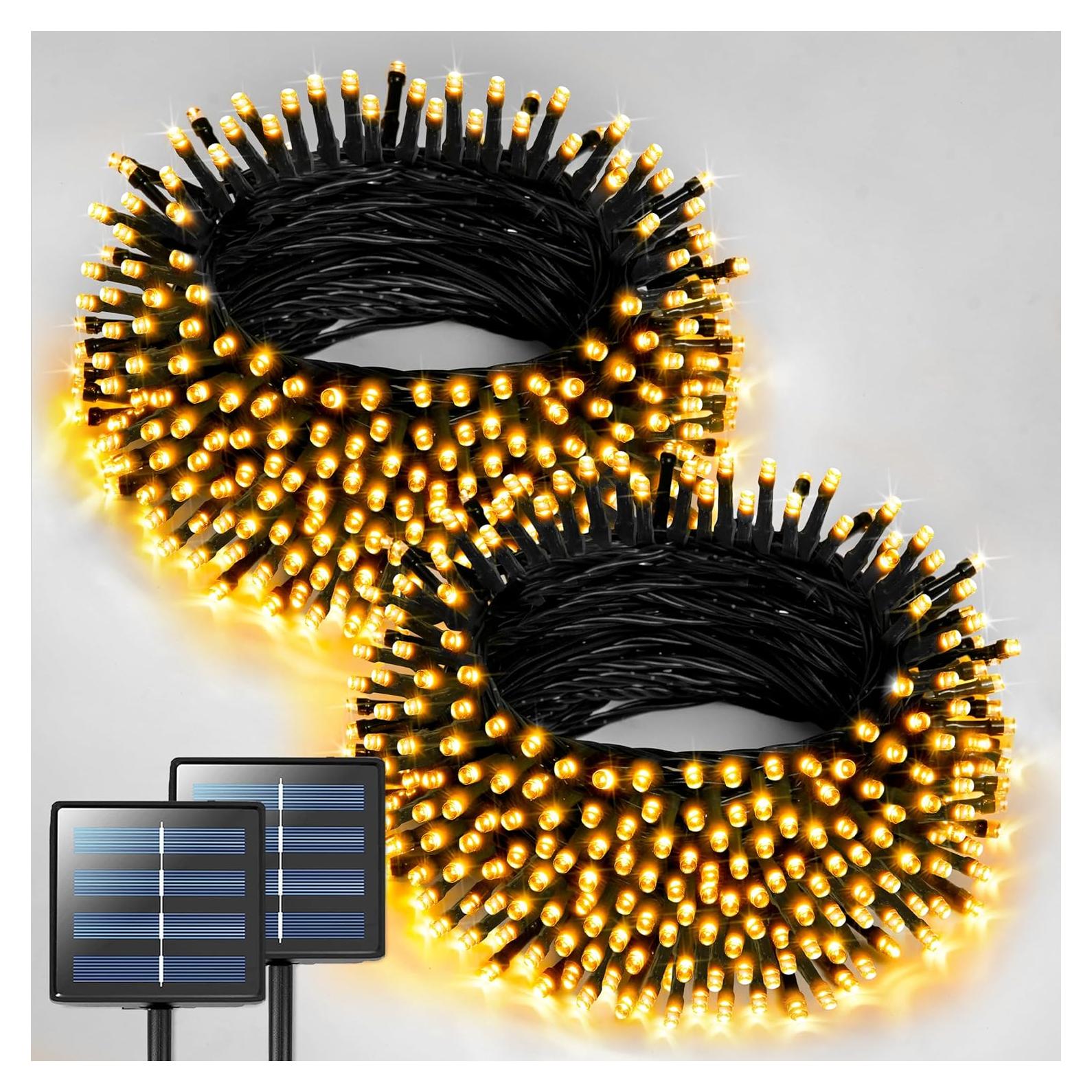 Luces de Cadena Solares JMEXSUSS 46m 400 LED Blanca Cálida
