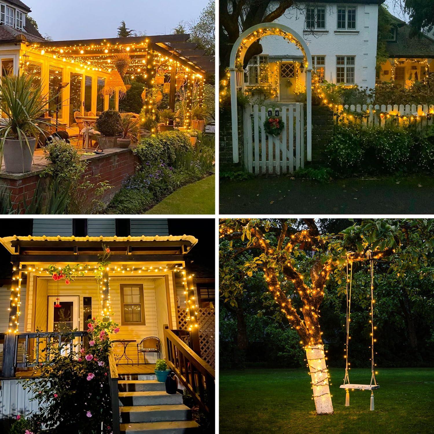 Luces de Cadena Solares JMEXSUSS 46m 400 LED Blanca Cálida