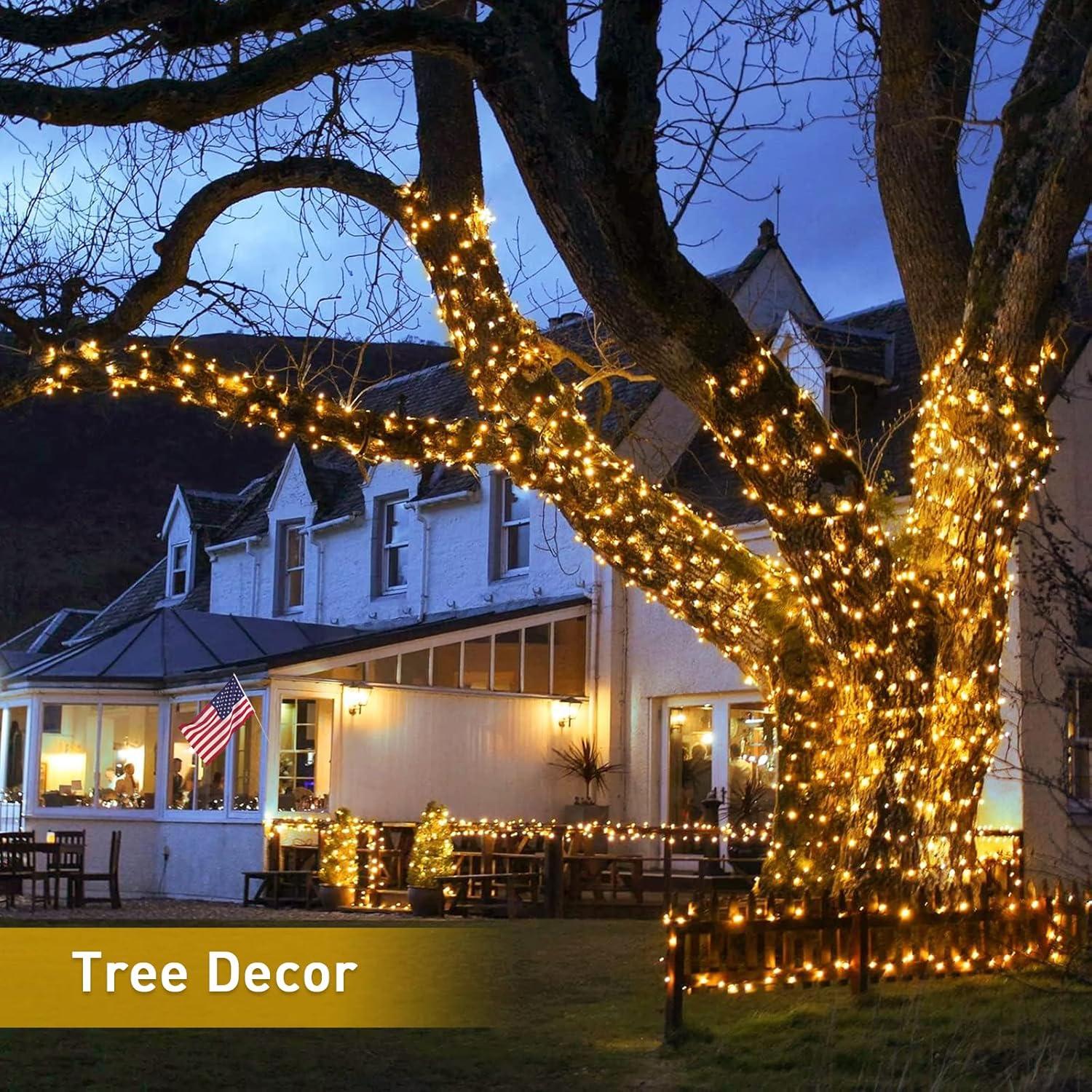 Luces de Cadena Solares JMEXSUSS 46m 400 LED Blanca Cálida