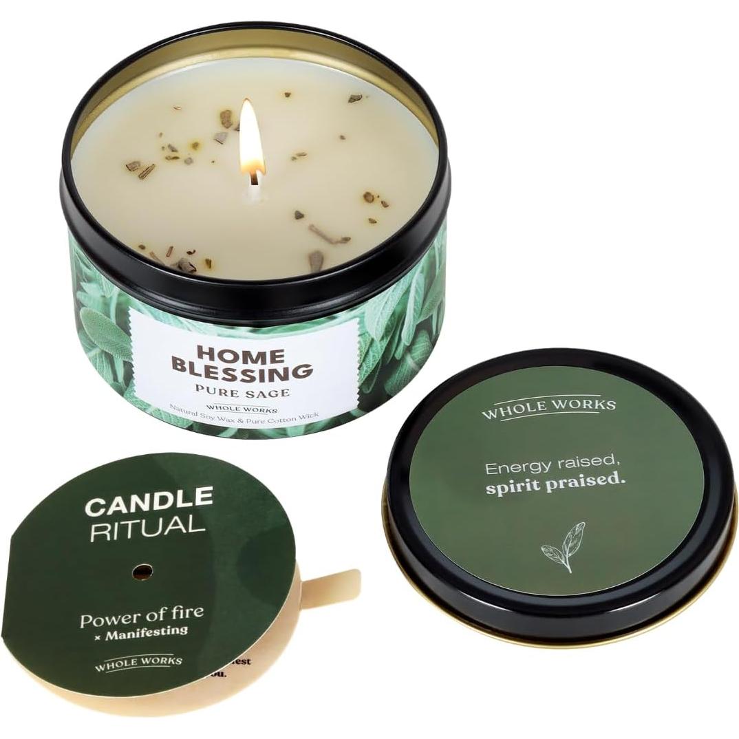 Vela Aromática de Salvia Pura Whole Works - Cera de Soja 170g