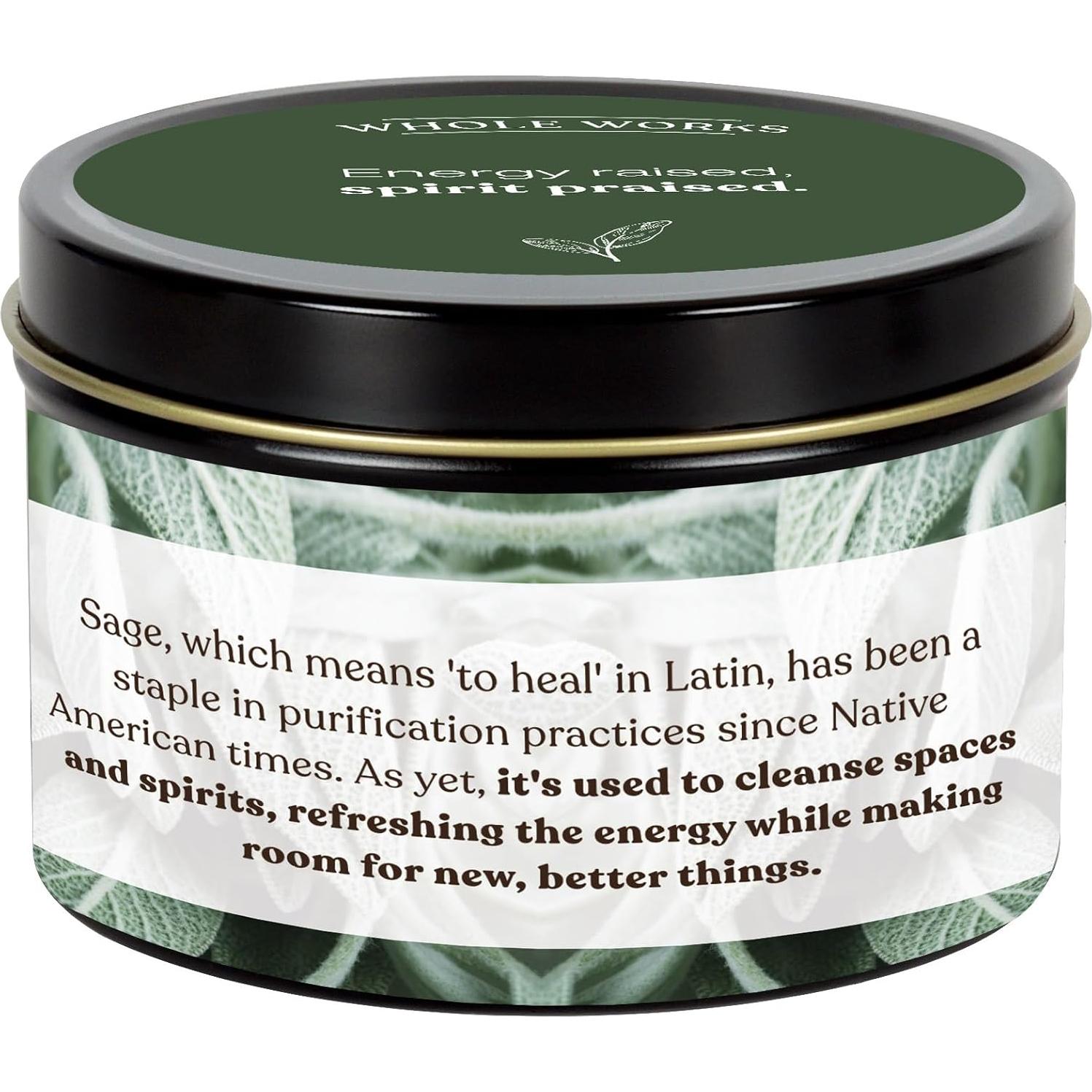 Vela Aromática de Salvia Pura Whole Works - Cera de Soja 170g