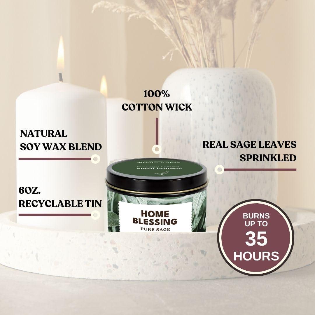 Vela Aromática de Salvia Pura Whole Works - Cera de Soja 170g