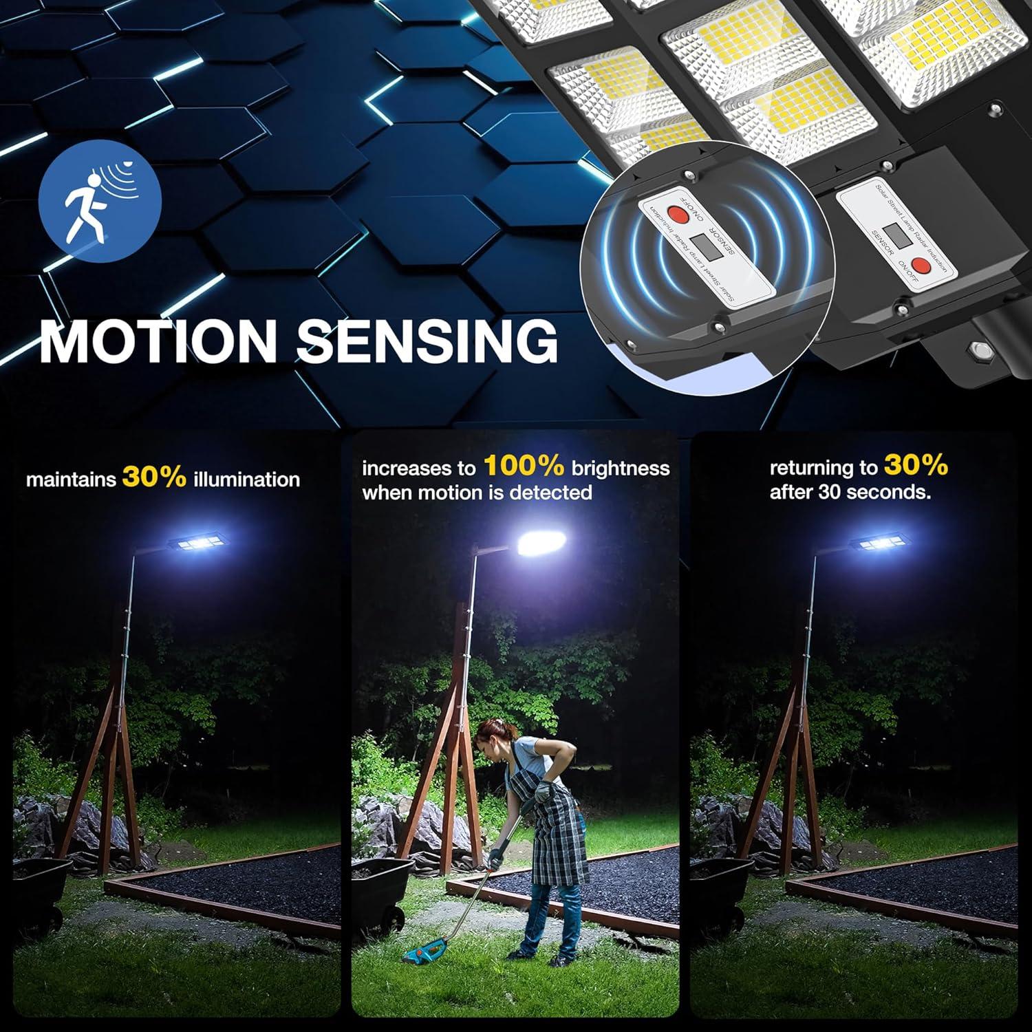 Luces Solares Exteriores OKPRO 8000W IP66 con Sensor de Movimiento