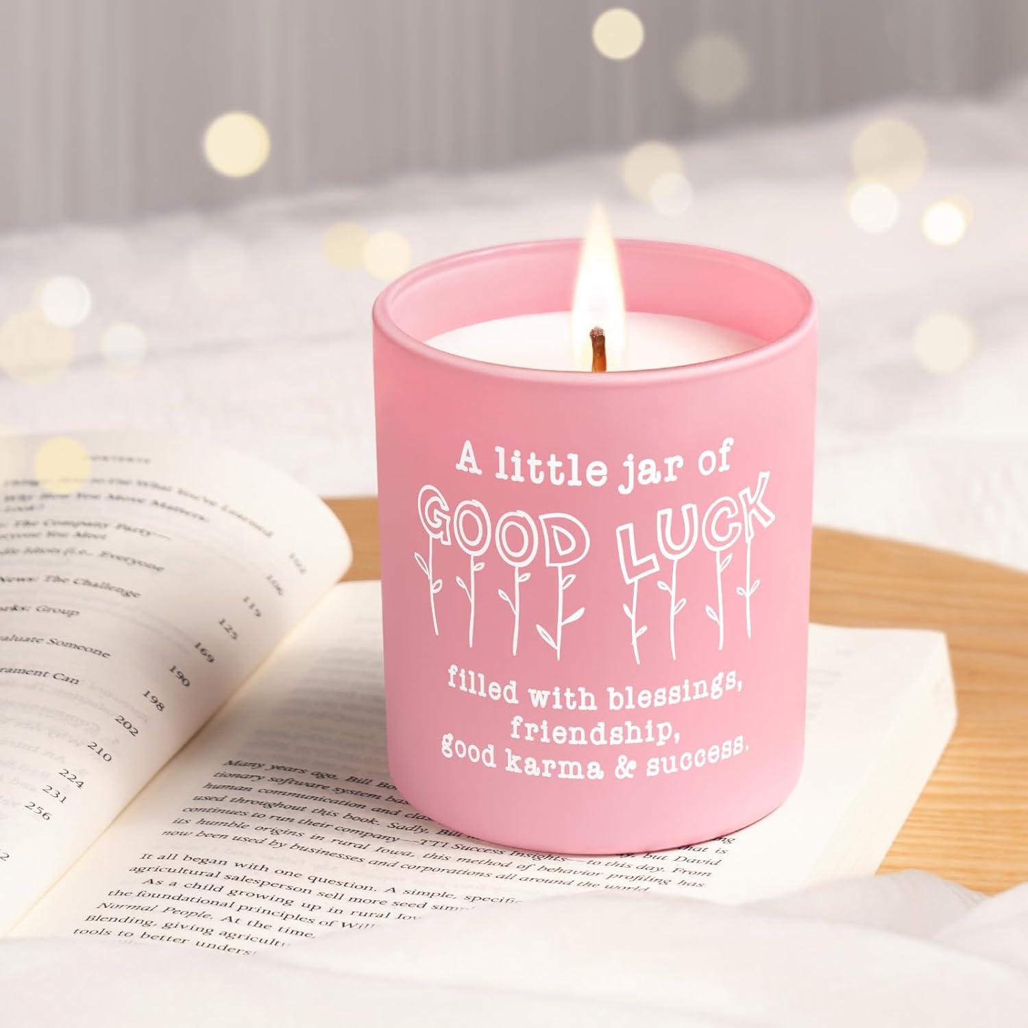 Vela Aromática de Buena Suerte IDELTIME 10oz Rosa con Fragancia