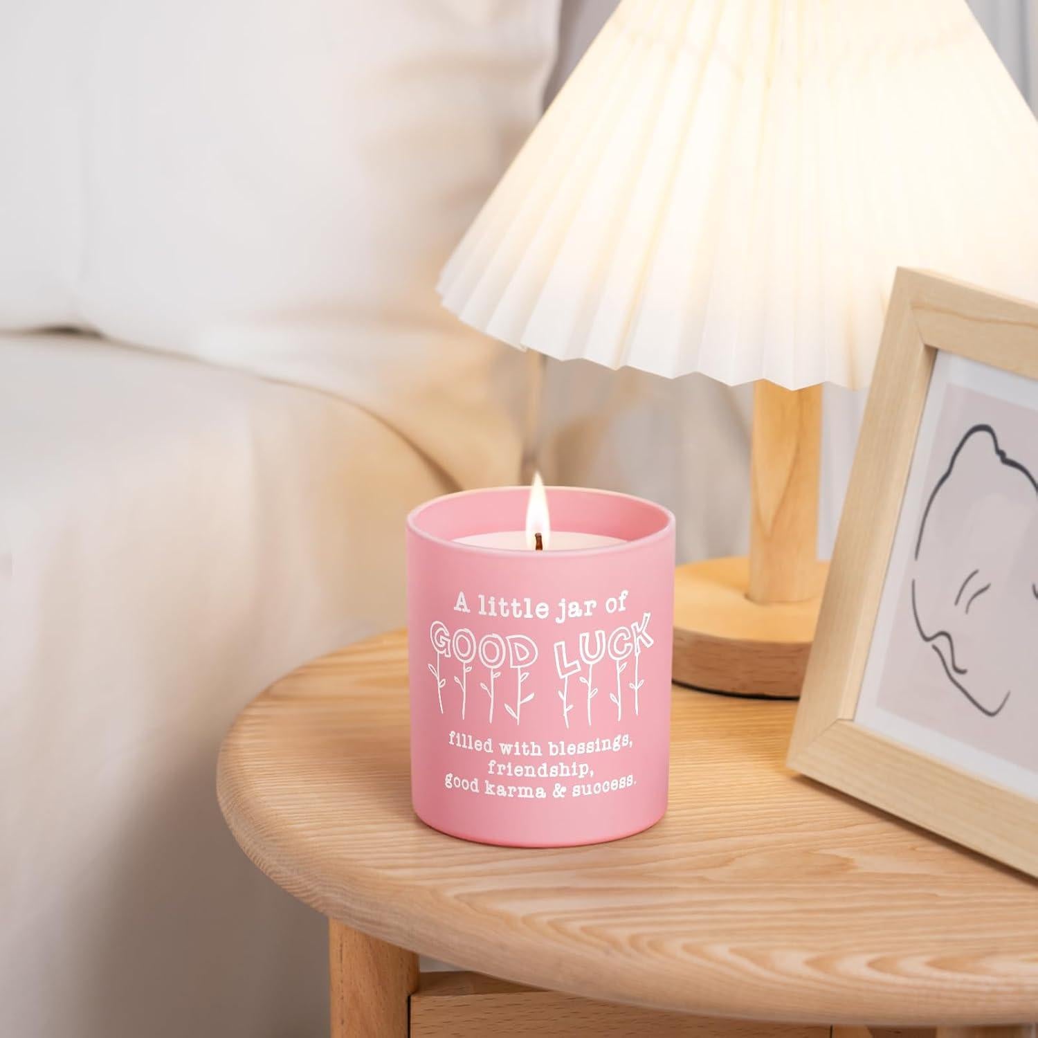 Vela Aromática de Buena Suerte IDELTIME 10oz Rosa con Fragancia