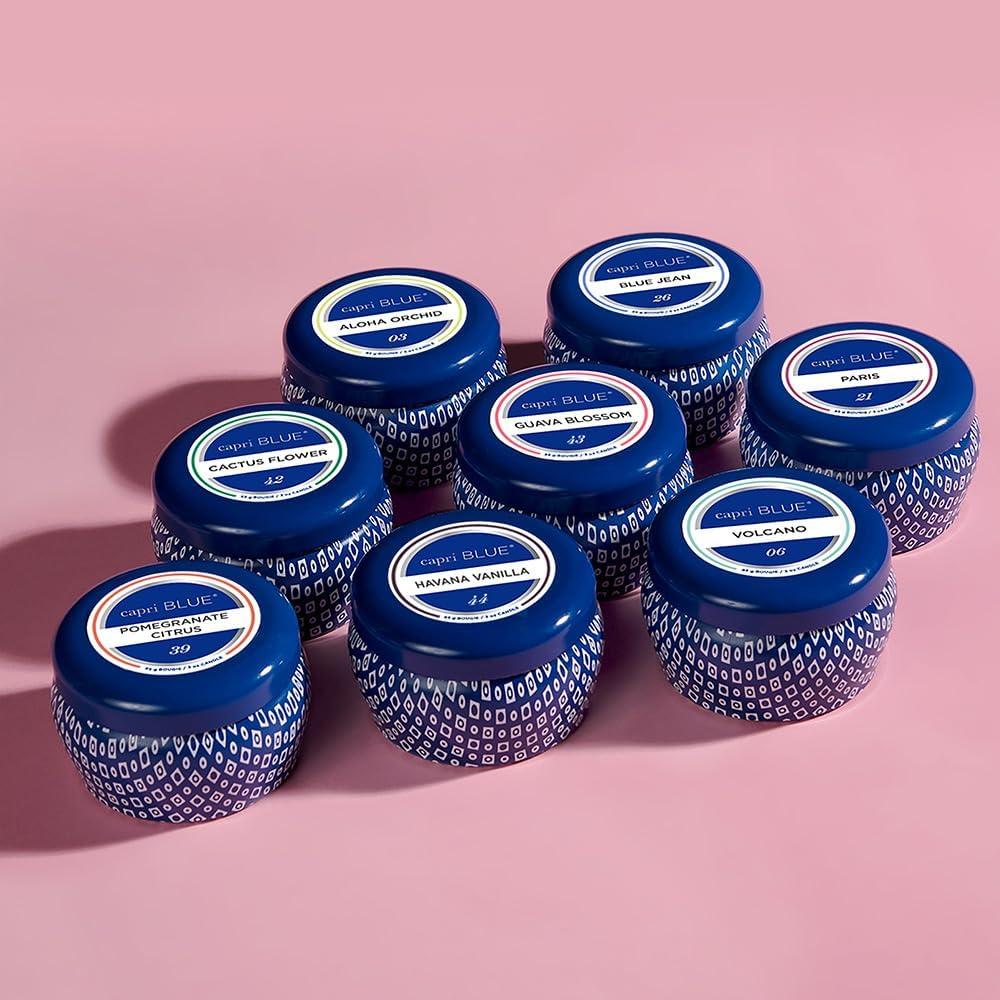 Vela Mini Tin Aroma Volcano Capri Blue - 85 g de Cera de Soja