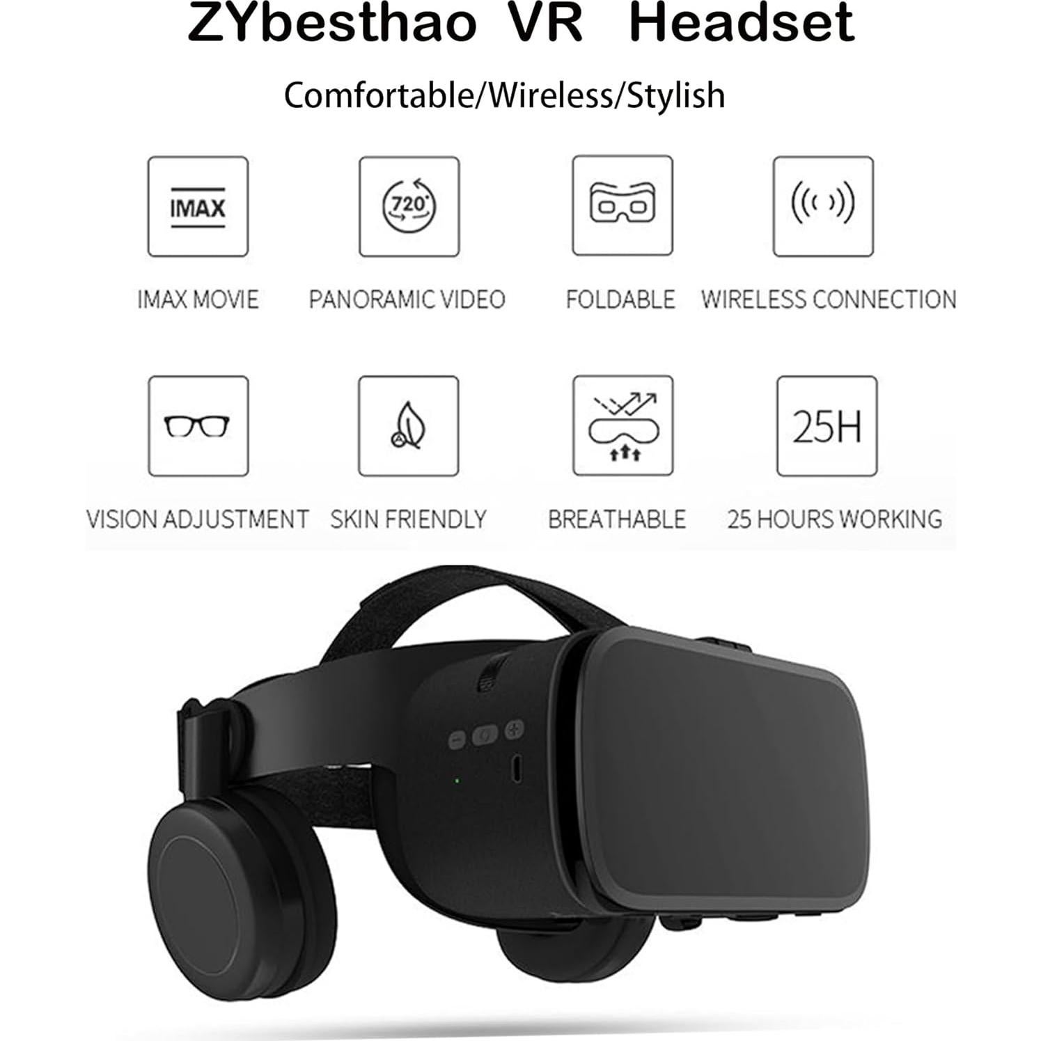 Gafas VR 3D Inalámbricas Bluetooth ZYbesthao para Smartphone 4.7-6.2"
