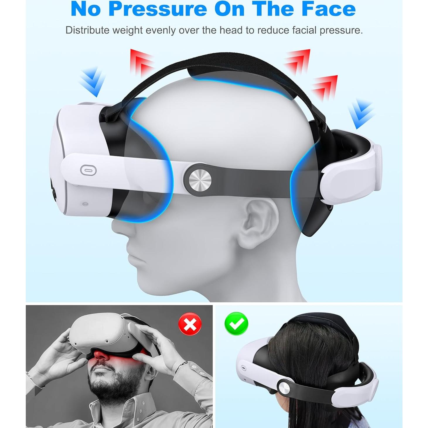Correa Halo Ajustable NealGamefy para Meta Quest 3S/3/2 - Alivio de Presión 360°