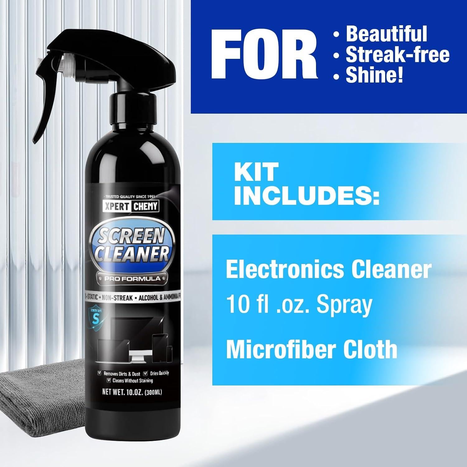 Limpiador de Pantallas XPERTCHEMY 430g con Paño de Microfibra