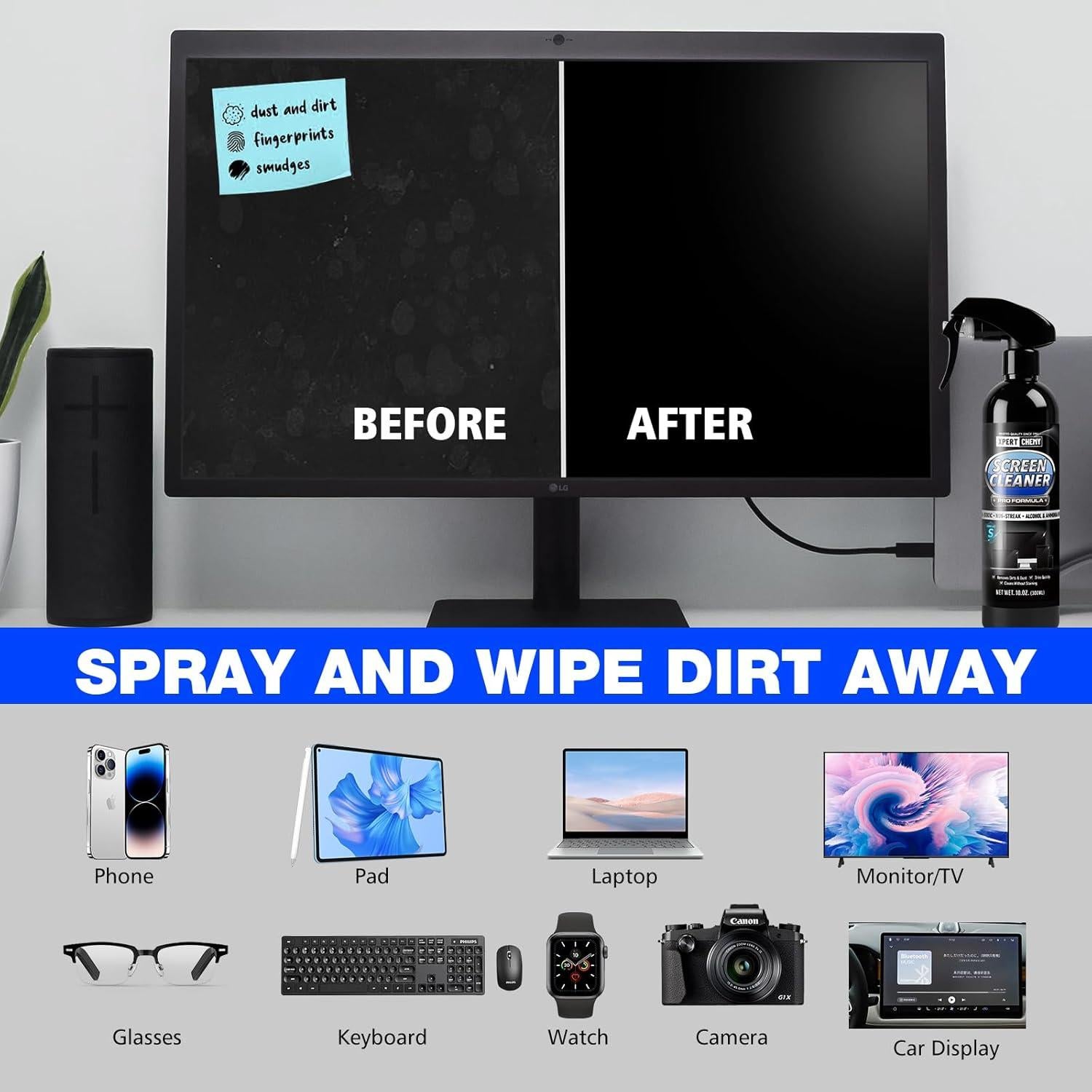 Limpiador de Pantallas XPERTCHEMY 430g con Paño de Microfibra