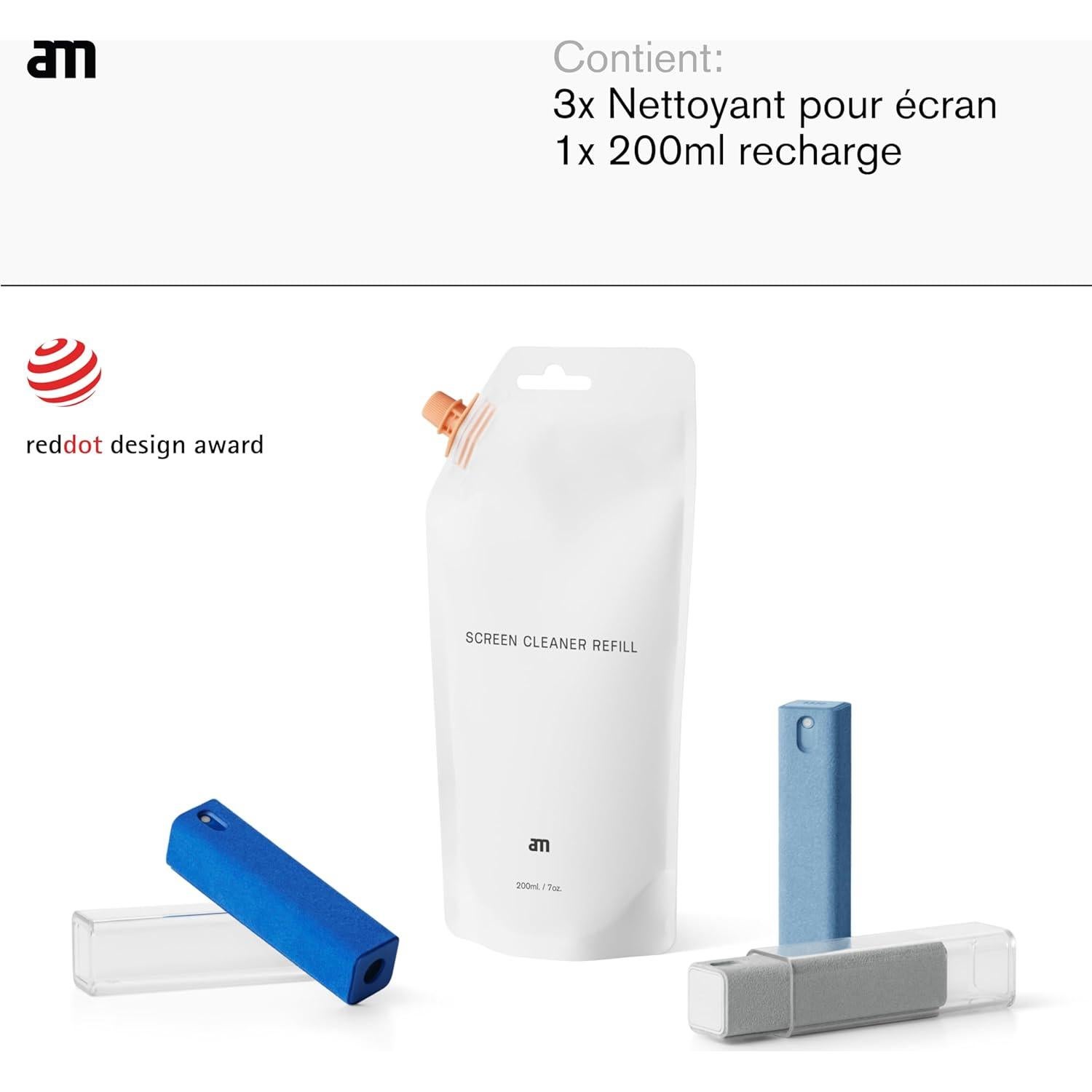 Limpiador de Pantallas AM 7 oz Recargable Sin Alcohol Ecológico