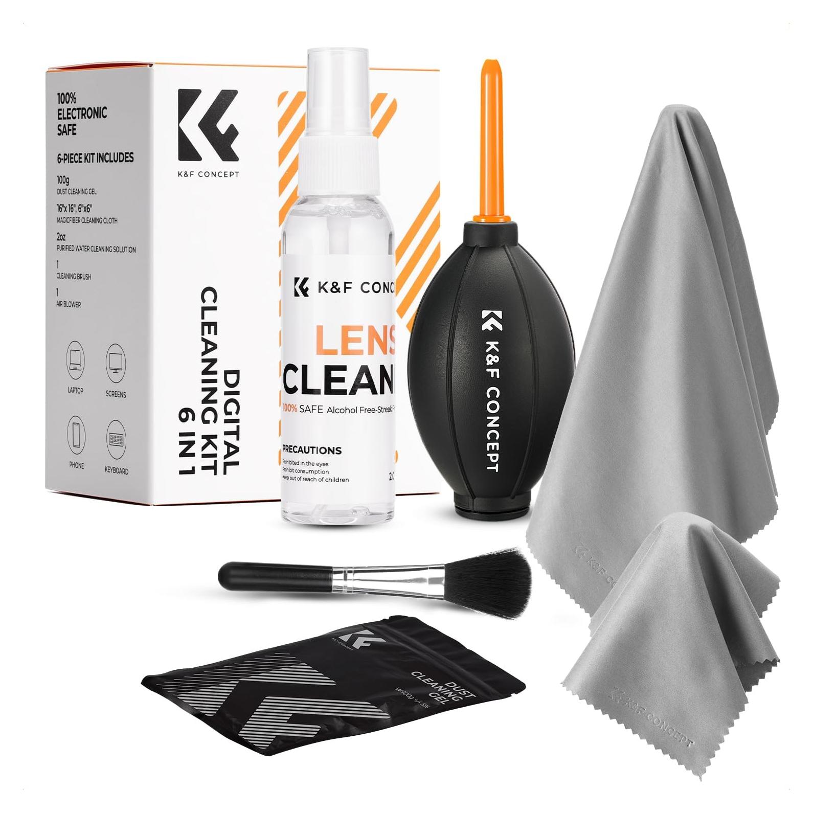 Kit de Limpieza K&F Concept para Laptop - 6 en 1 con Spray y Gel