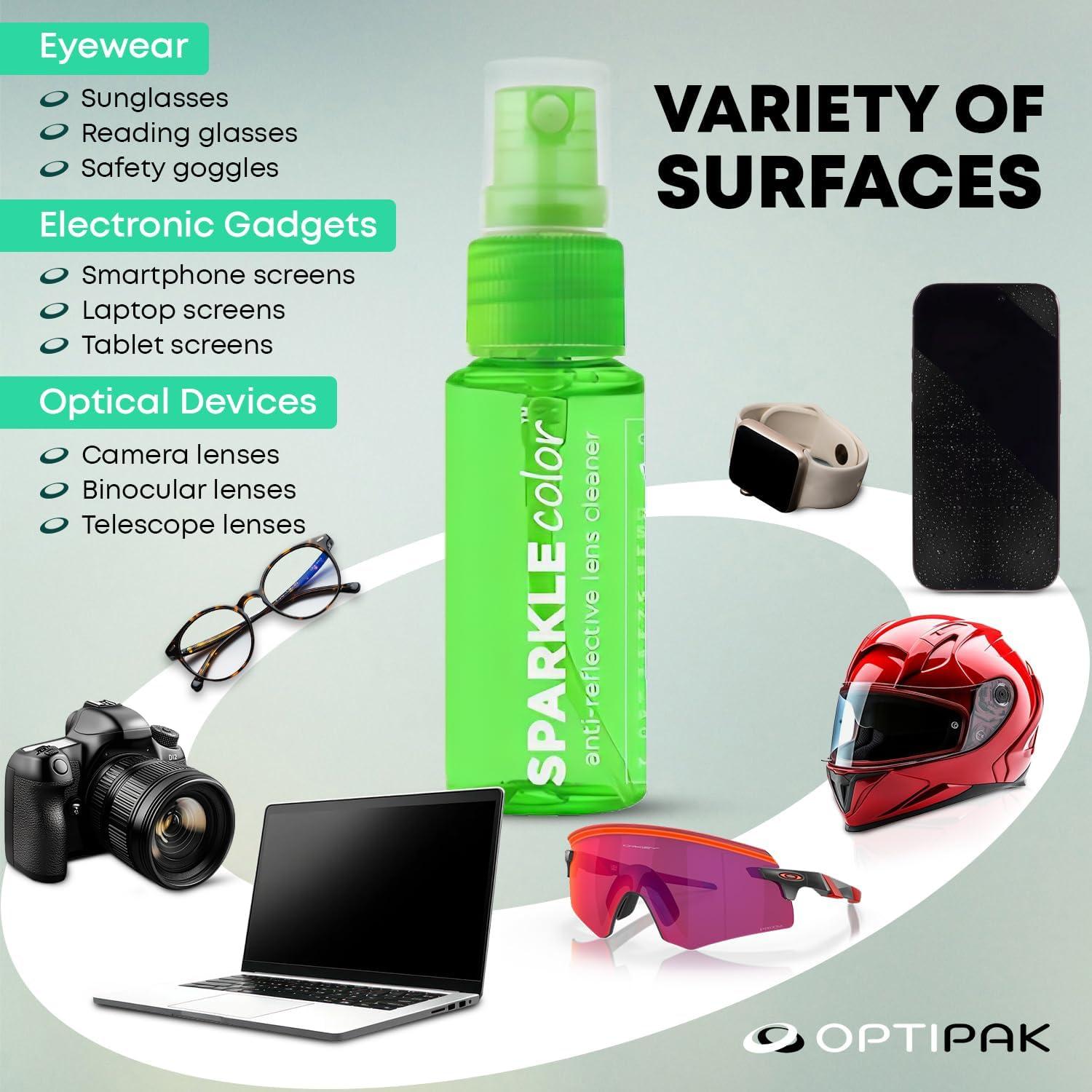 Kit de Limpieza de Gafas OPTIPAK - 2 Sprays 30ml + 2 Paños Microfibra