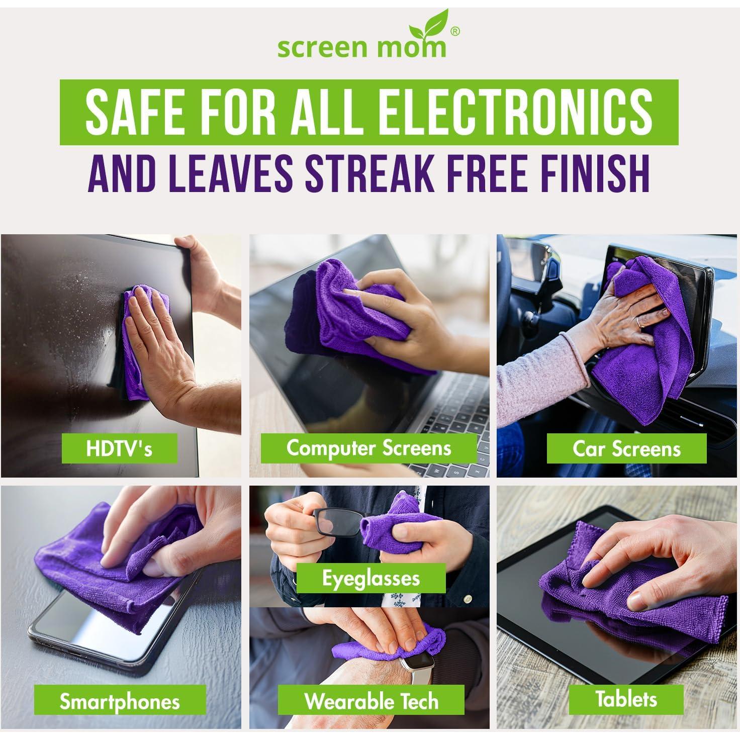 Kit de Limpieza de Pantallas Screen Mom 16oz + 4 Toallas Microfibra