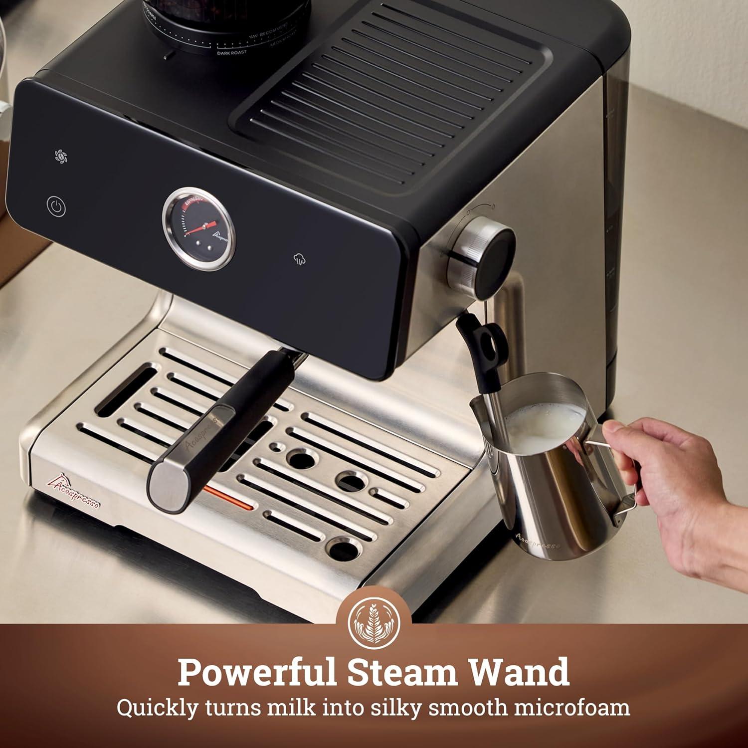 Máquina de Espresso Acaspresso AC-21SS con Molinillo y Espumador