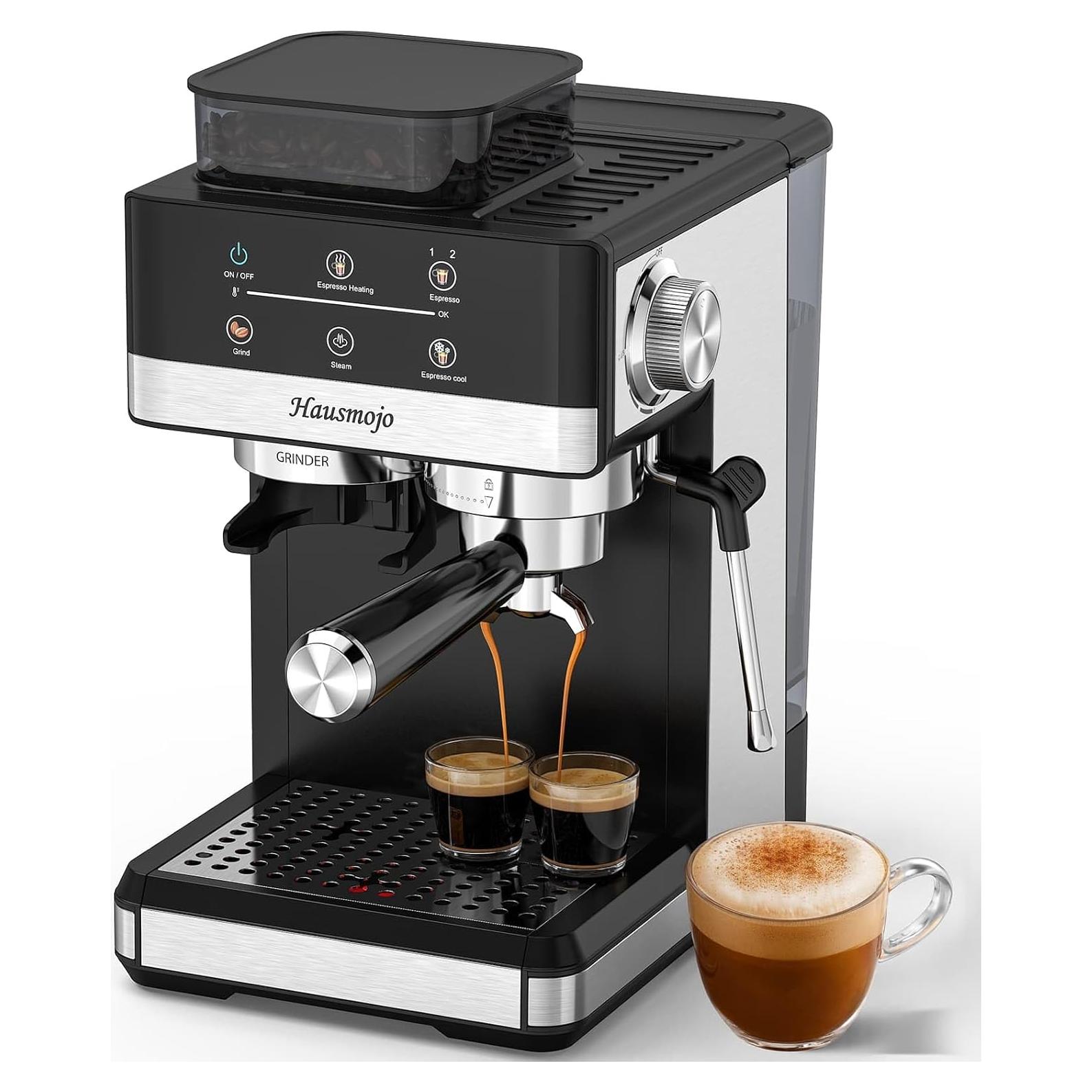 Cafetera Espresso Hausmojo 20Bar con Molinillo y Espumador