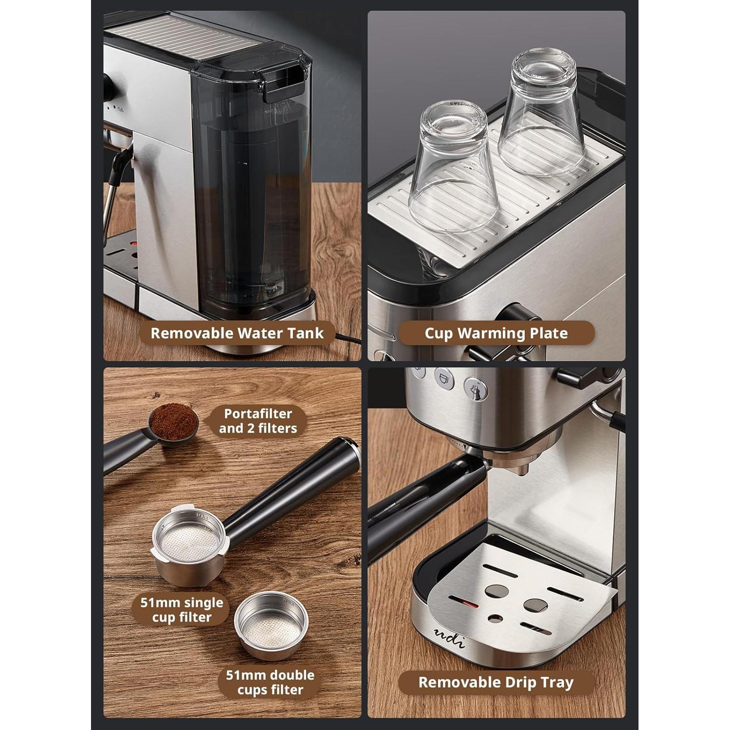 Máquina de Espresso UDI CM5060US 20 Bar Acero Inoxidable