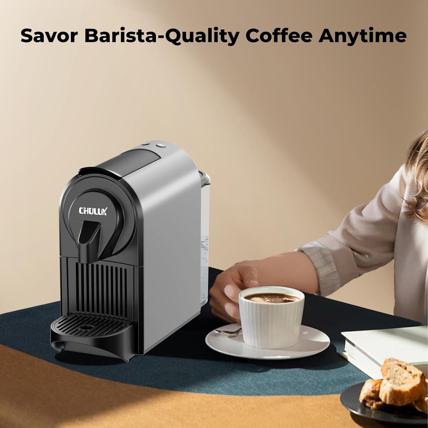 Cafetera de Espresso CHULUX 20 Bar 1400W Gris Compacta