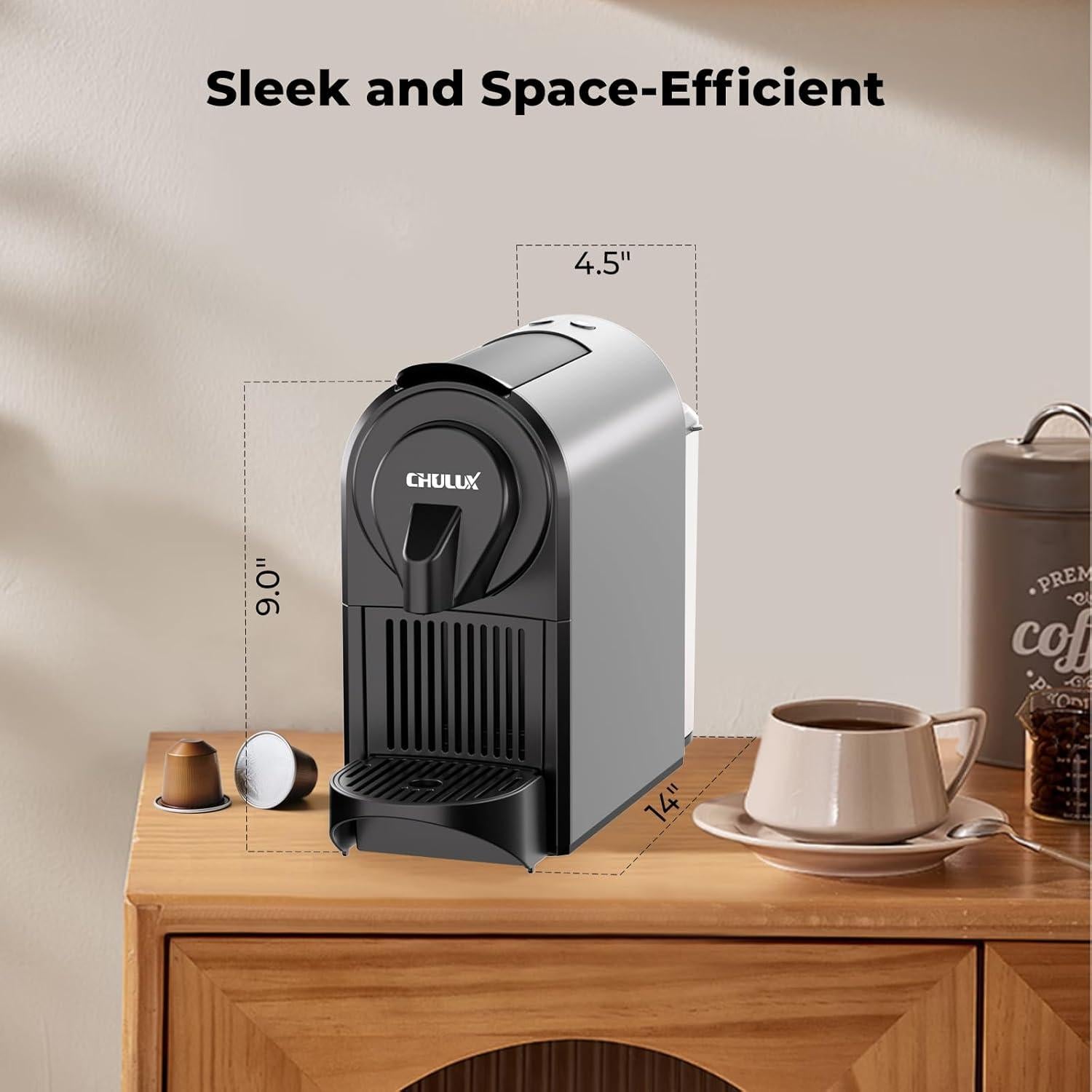 Cafetera de Espresso CHULUX 20 Bar 1400W Gris Compacta