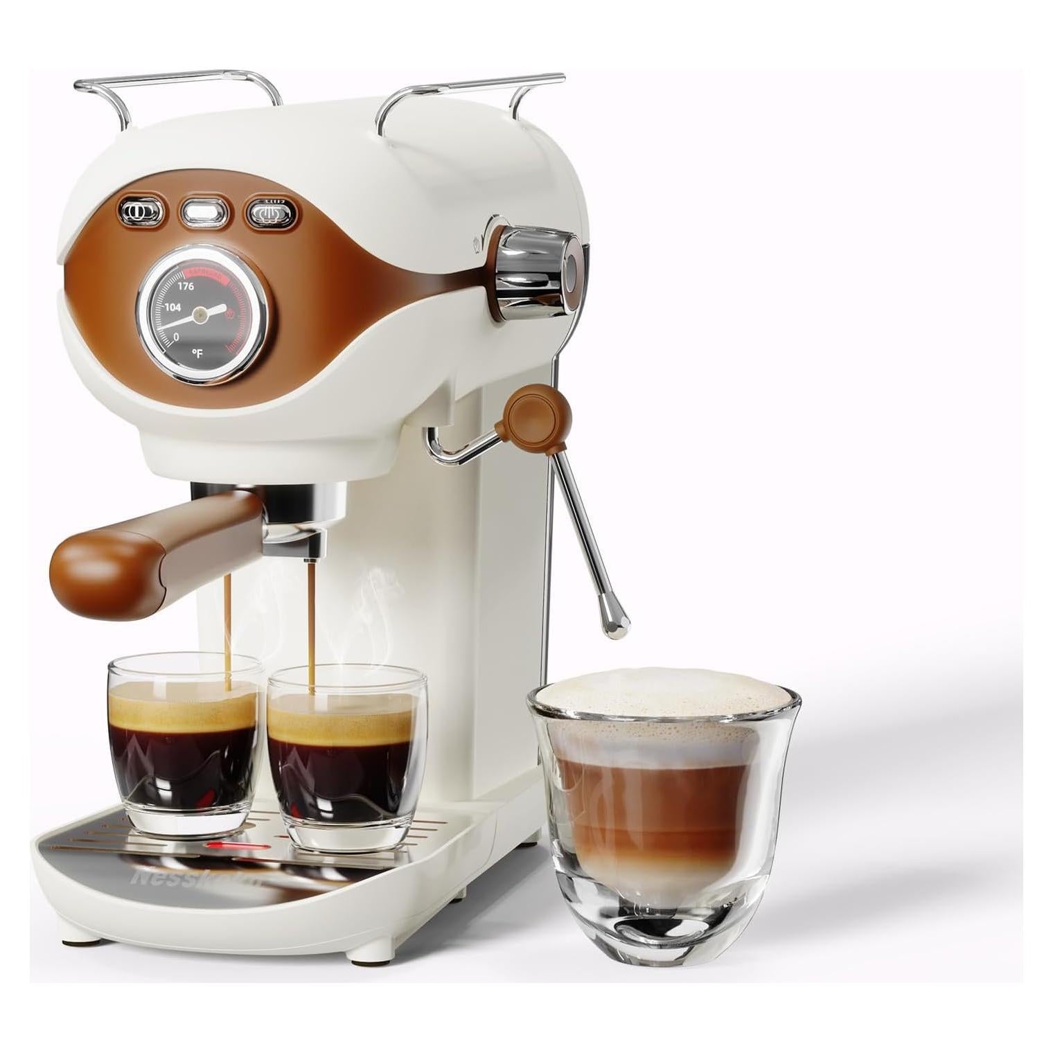 Máquina de Café Espresso Nesskoko 20 Bar Semi-Automática Blanca