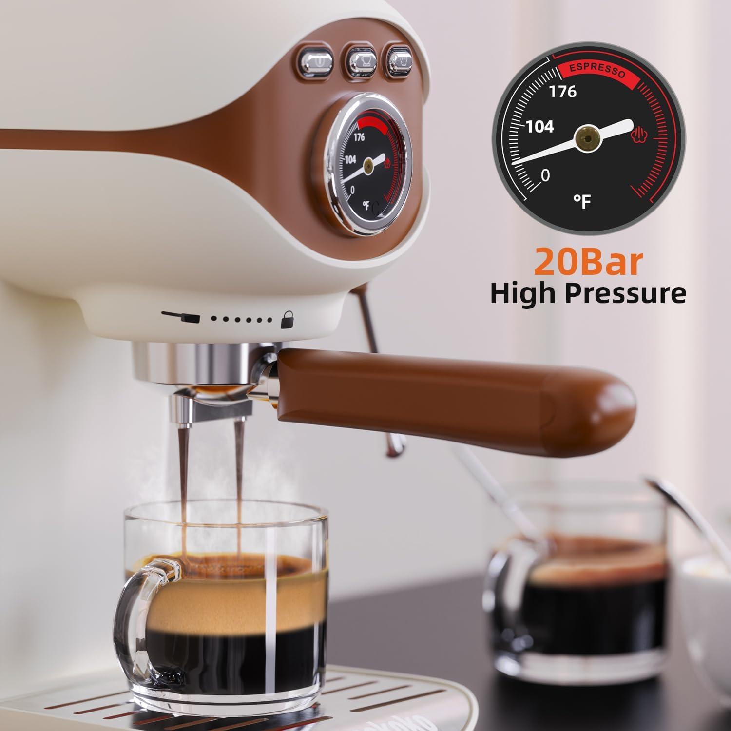 Máquina de Café Espresso Nesskoko 20 Bar Semi-Automática Blanca