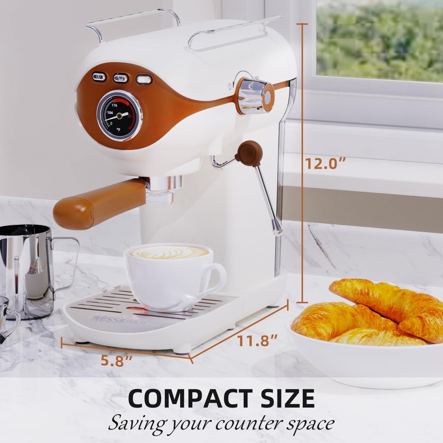 Máquina de Café Espresso Nesskoko 20 Bar Semi-Automática Blanca