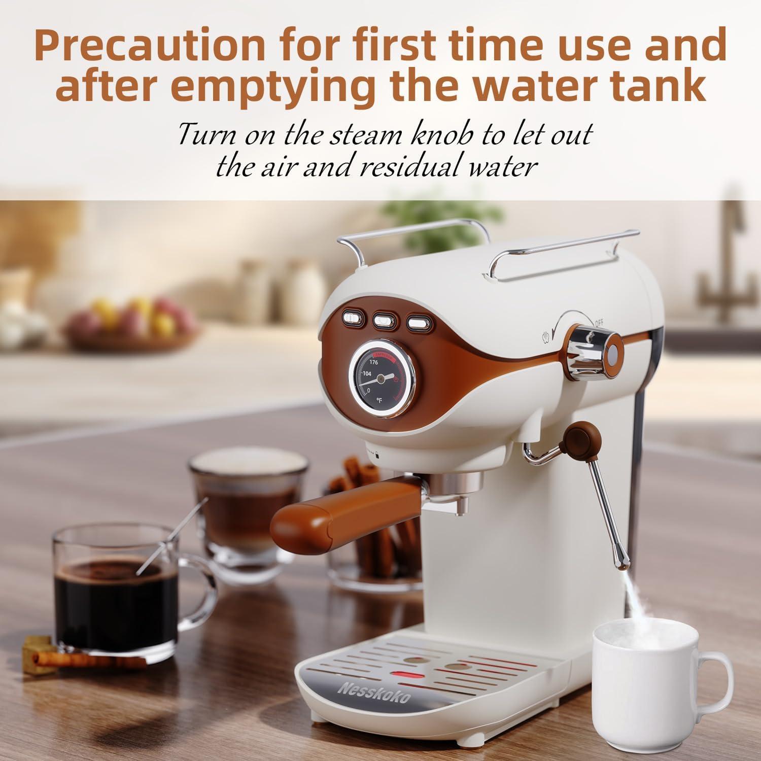 Máquina de Café Espresso Nesskoko 20 Bar Semi-Automática Blanca