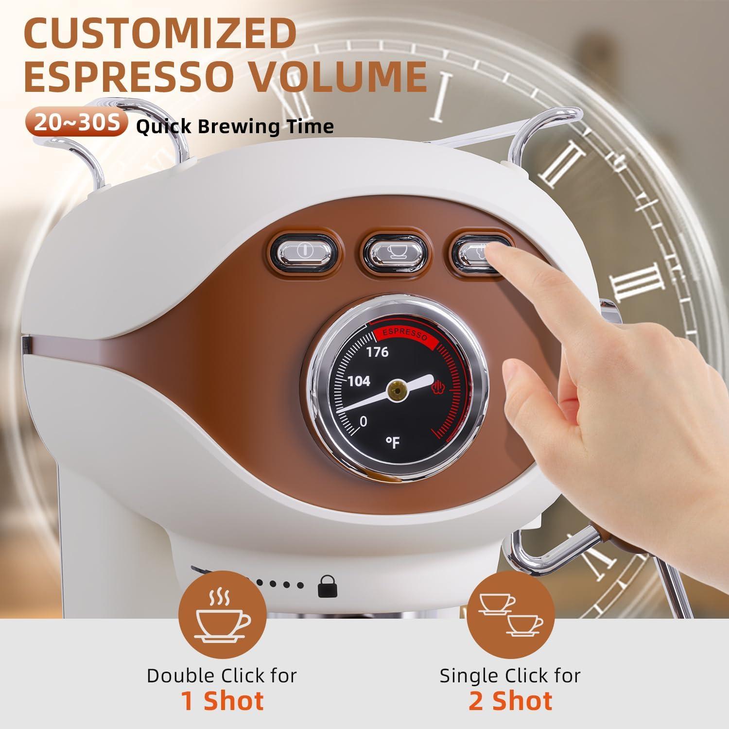 Máquina de Café Espresso Nesskoko 20 Bar Semi-Automática Blanca