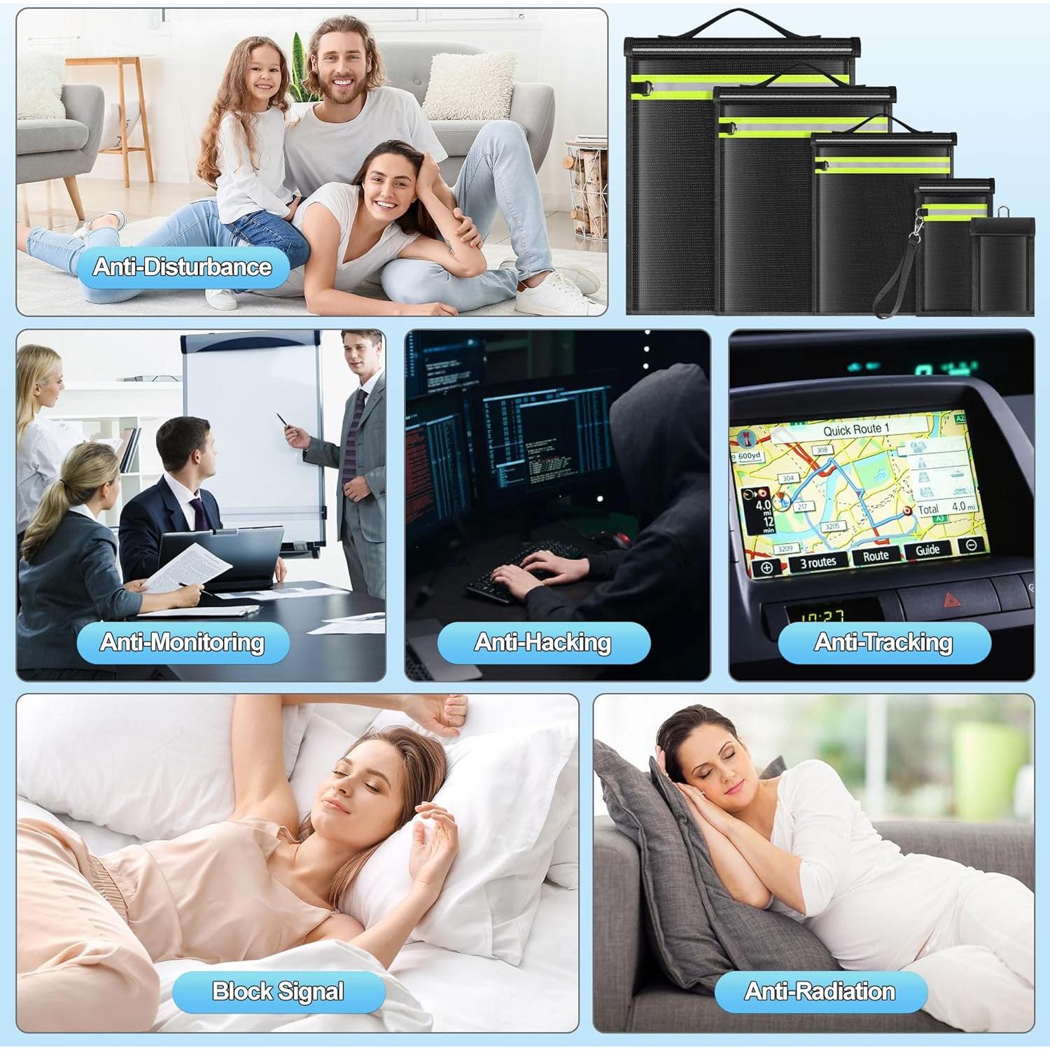 Paquete de 5 Bolsas Faraday Lulrsay para Electrónicos