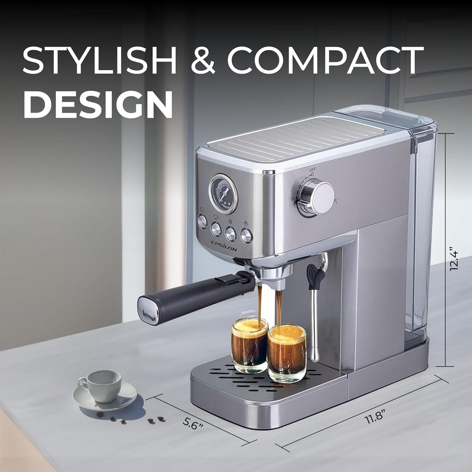 Máquina de Café Epsilon 20 Bar con Espumador de Leche 1.2L