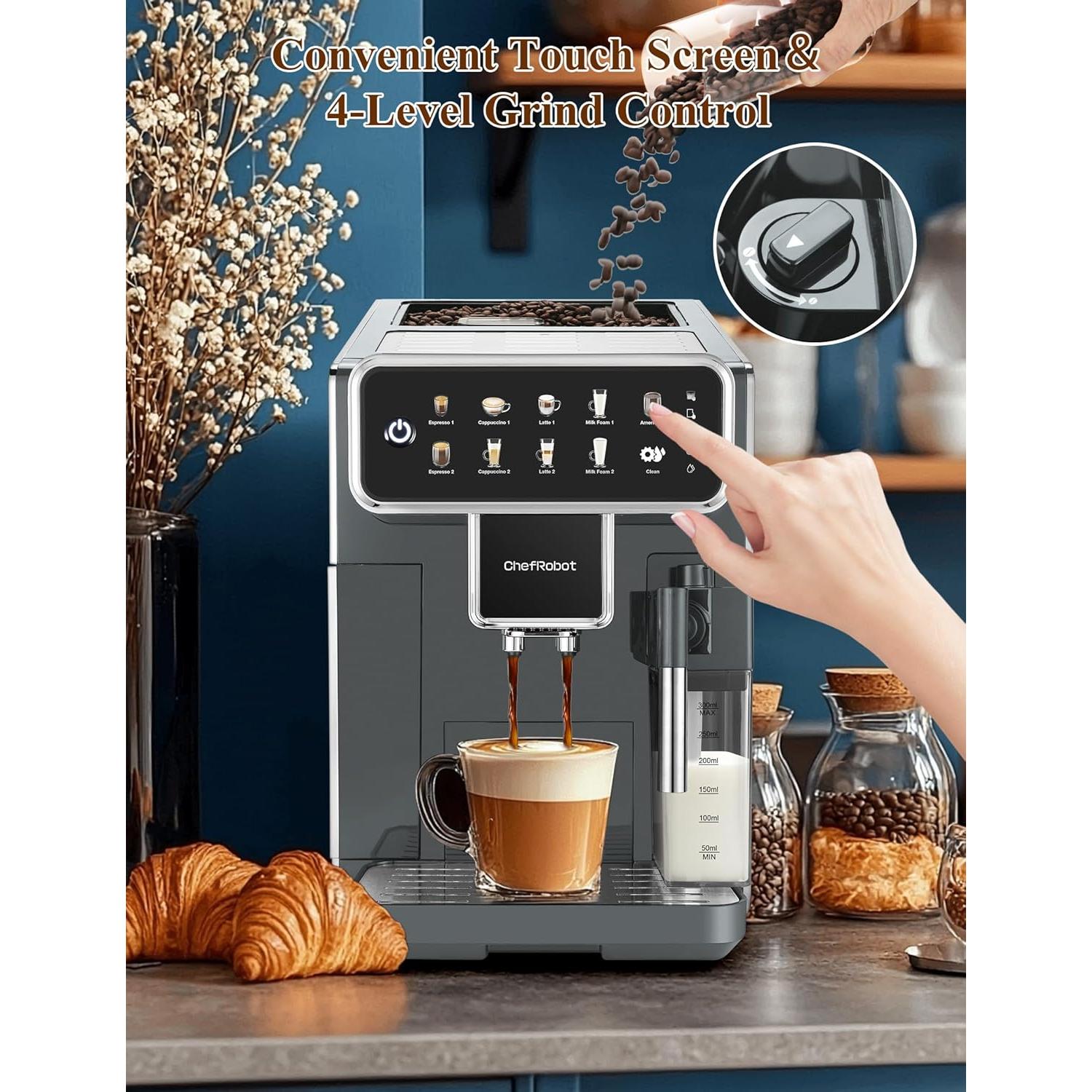 Cafetera Automática Chef Robot Espresso 12 Tazas con Molinillo
