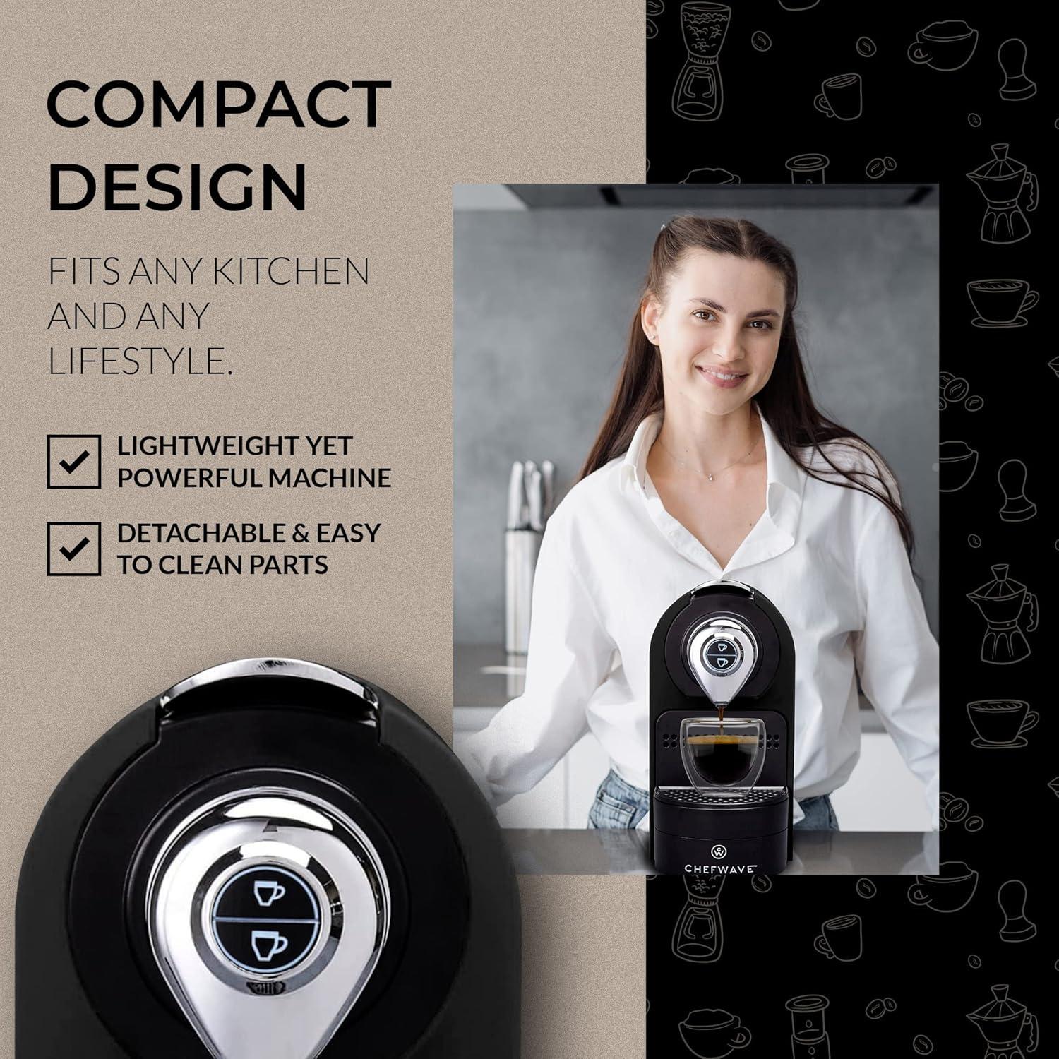 Máquina de Espresso ChefWave NCM01B Automática 20 Bar Negra