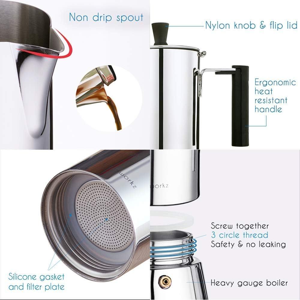 Cafetera Espresso Moka Pot Easyworkz 6 Tazas 300ml Acero Inoxidable