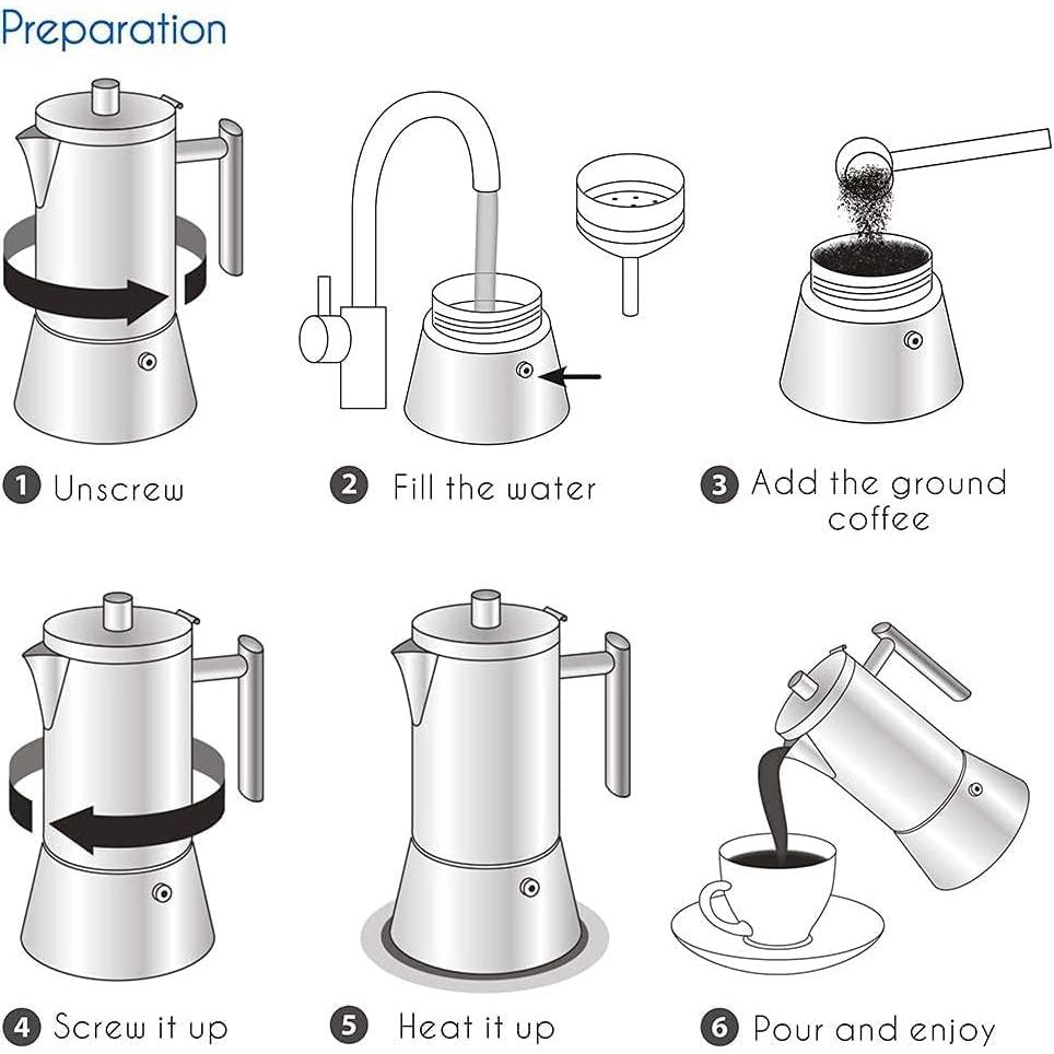 Cafetera Espresso Moka Pot Easyworkz 6 Tazas 300ml Acero Inoxidable