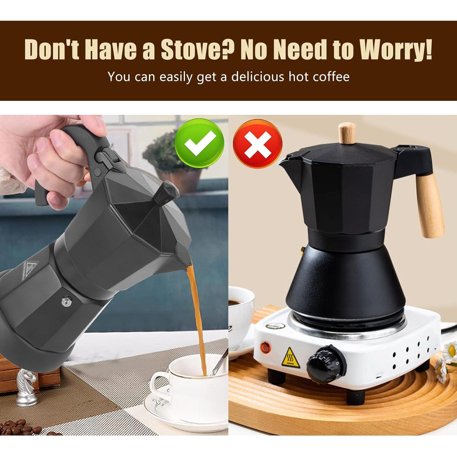 Cafetera Eléctrica Moka SHANGSKY 6 Tazas 300 ml Aluminio