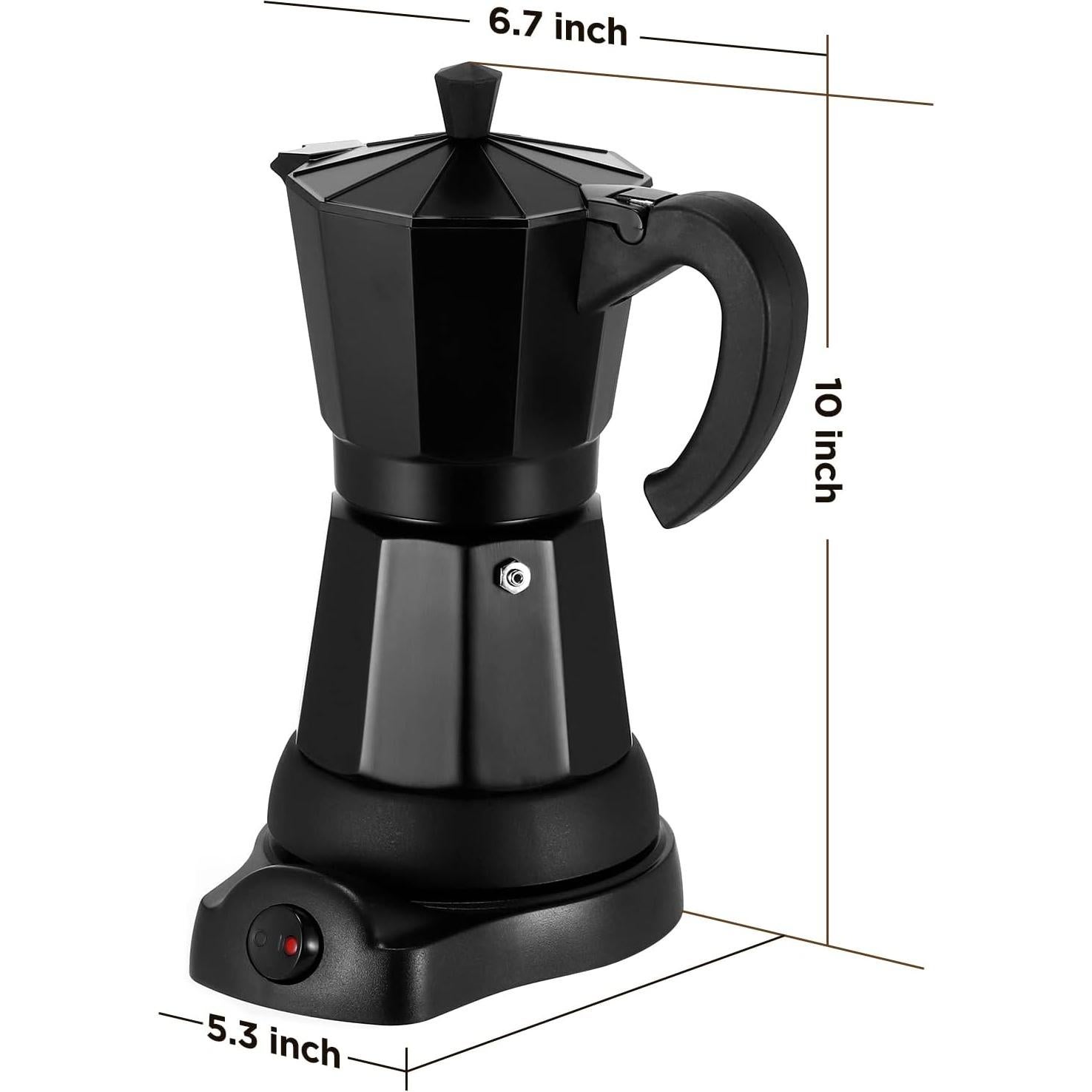 Cafetera Eléctrica Moka SHANGSKY 6 Tazas 300 ml Aluminio