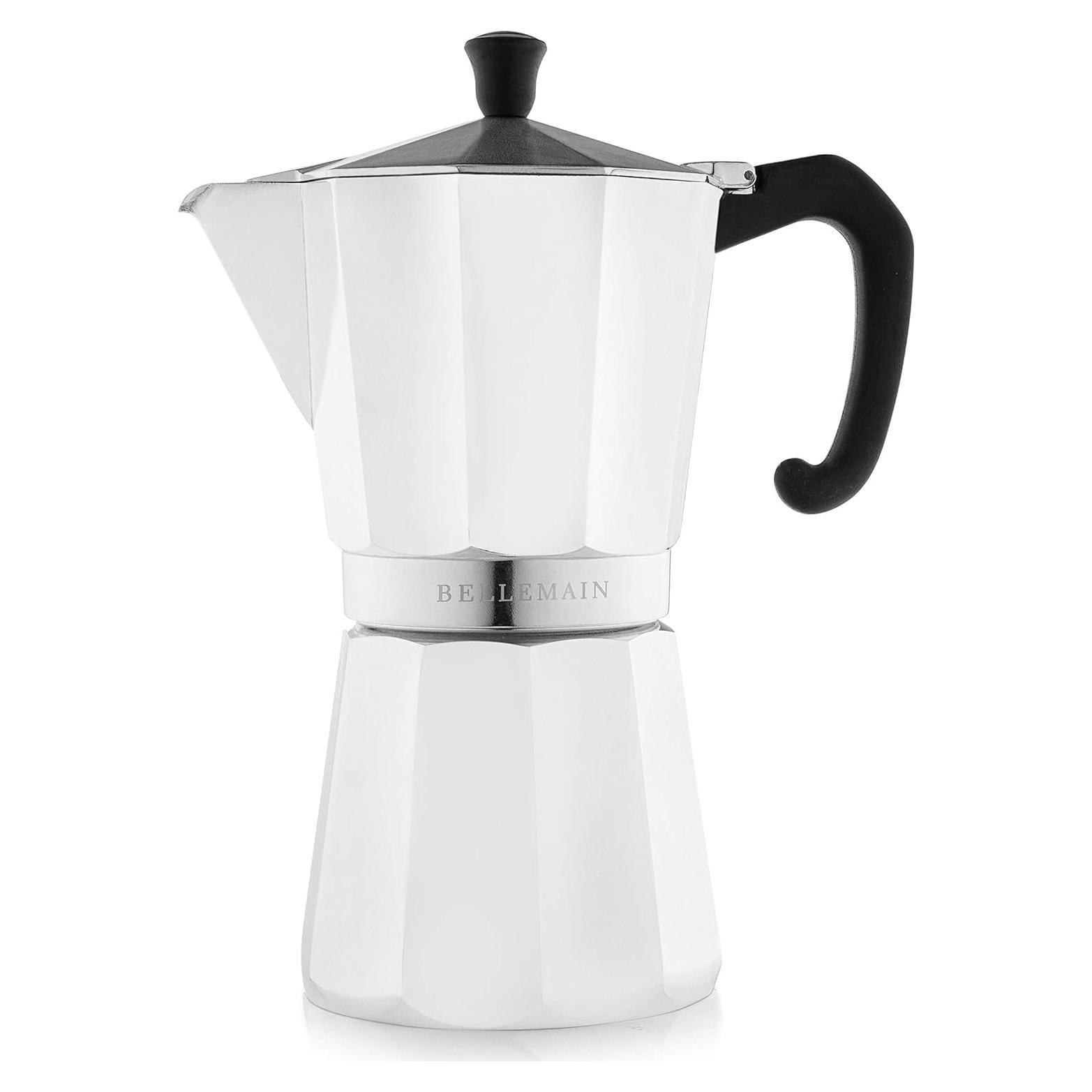 Cafetera Moka Bellemain 9 Tazas Aluminio Blanca Clásica