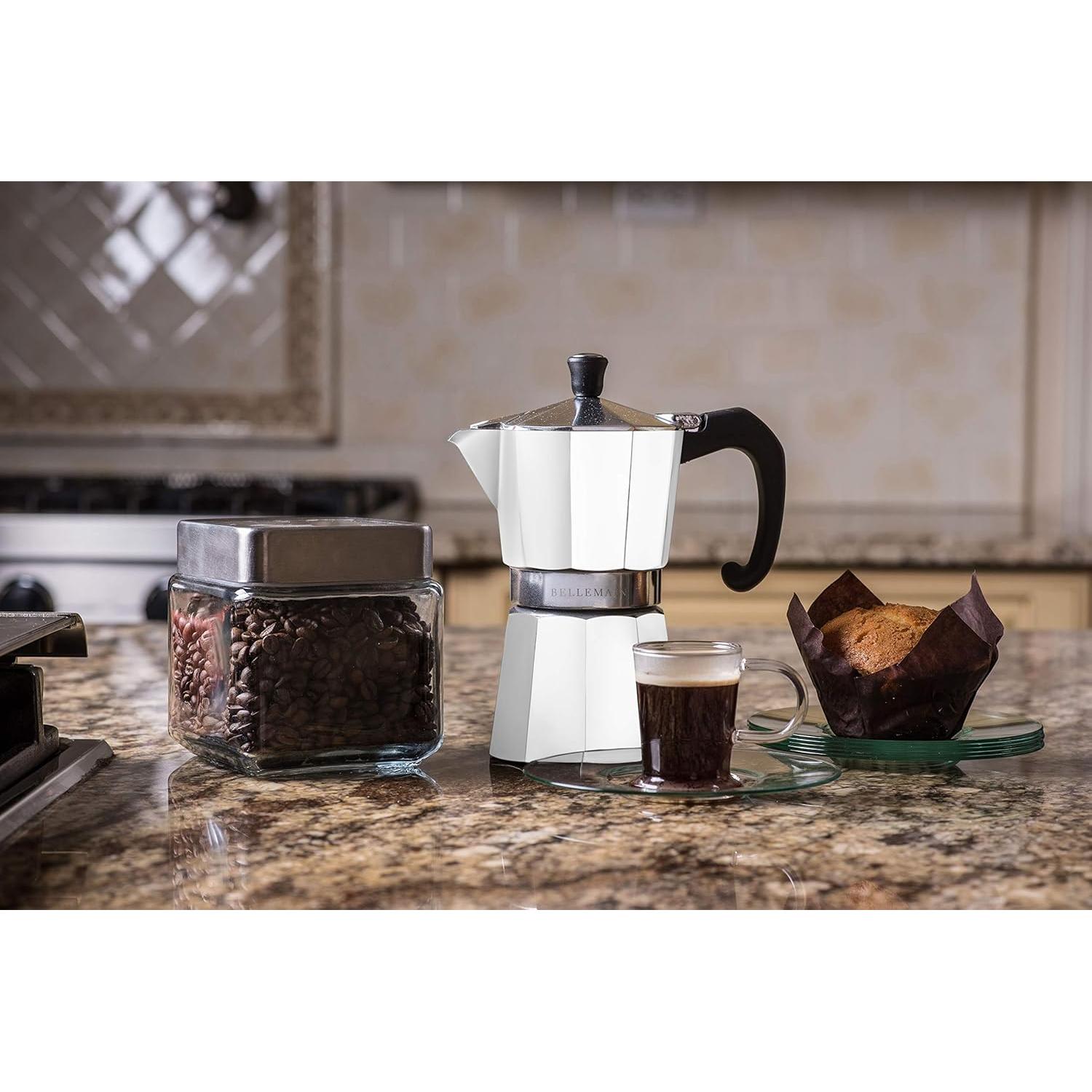 Cafetera Moka Bellemain 9 Tazas Aluminio Blanca Clásica