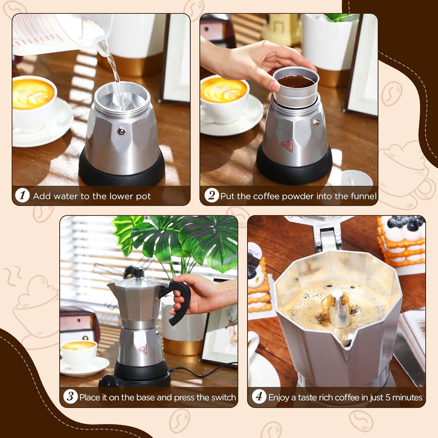 Cafetera Eléctrica Moka Lemosae 6 Tazas 300ml Aluminio
